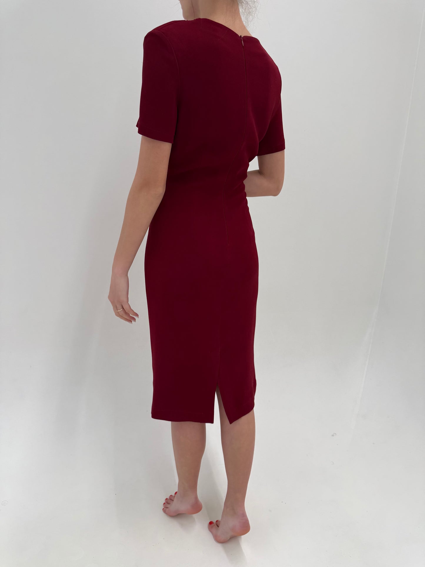 Rochie luxury burgundy Luisa Spagnoli cu aplicații manuale delicate
