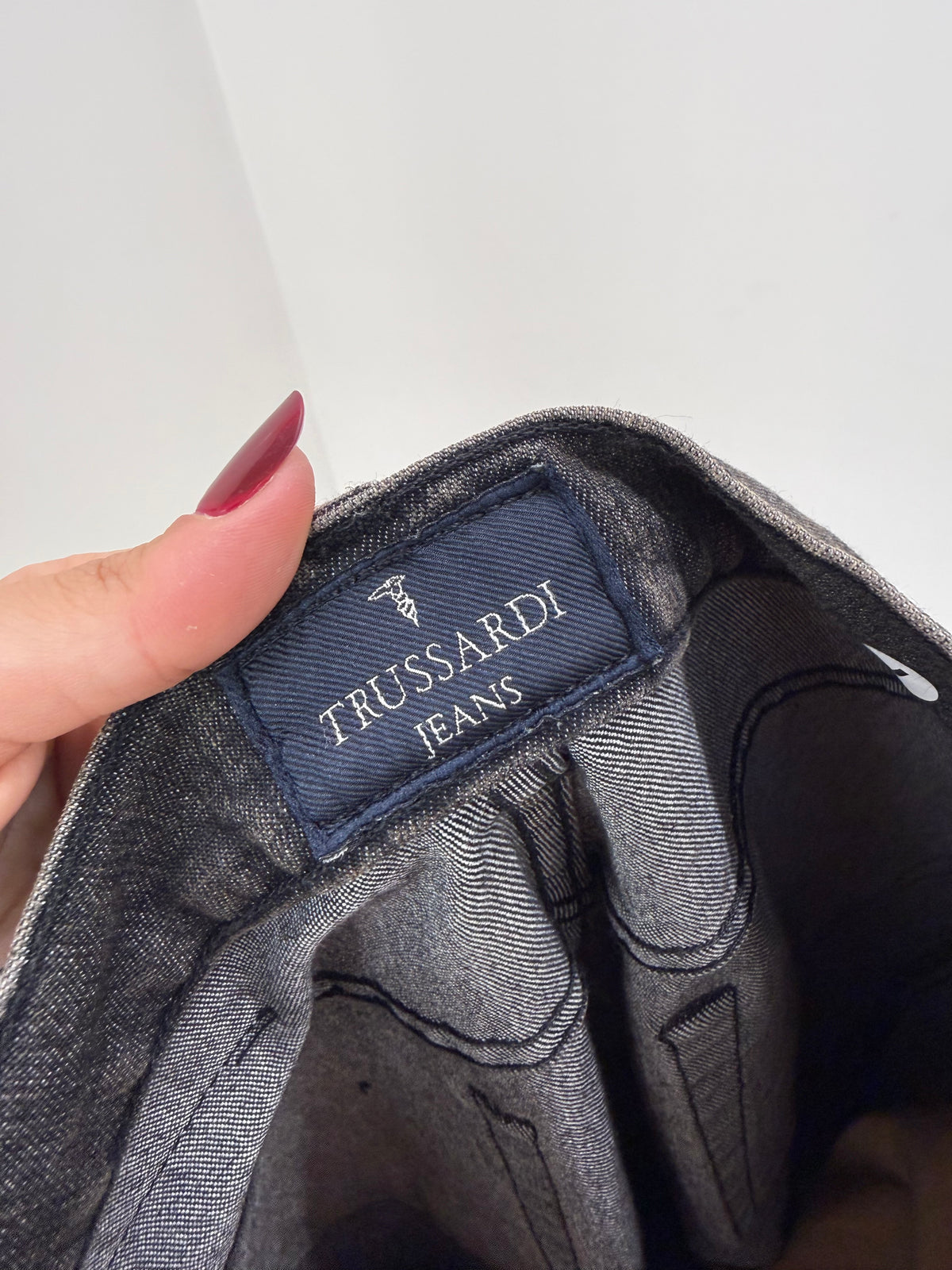 Jeans Trussardi straight leg dark wash din bumbac gros modelator