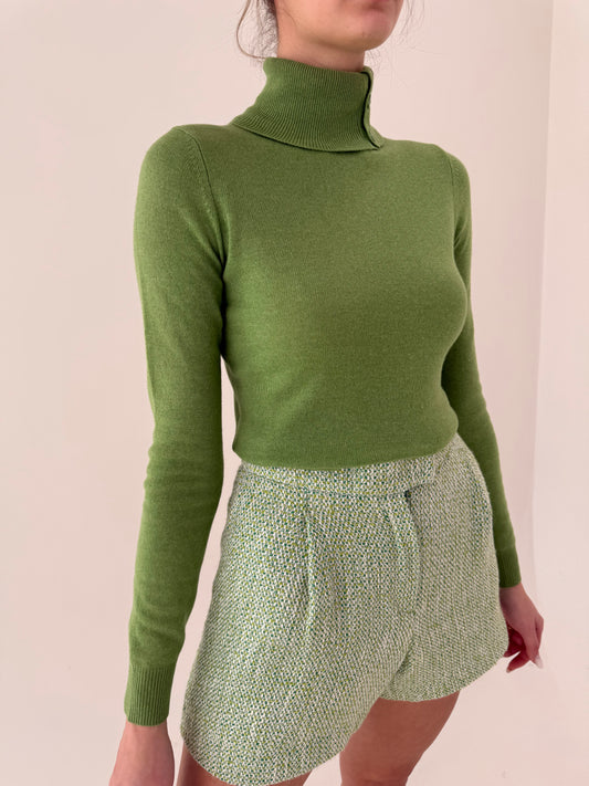 Maleta subțire verde crud din cașmir