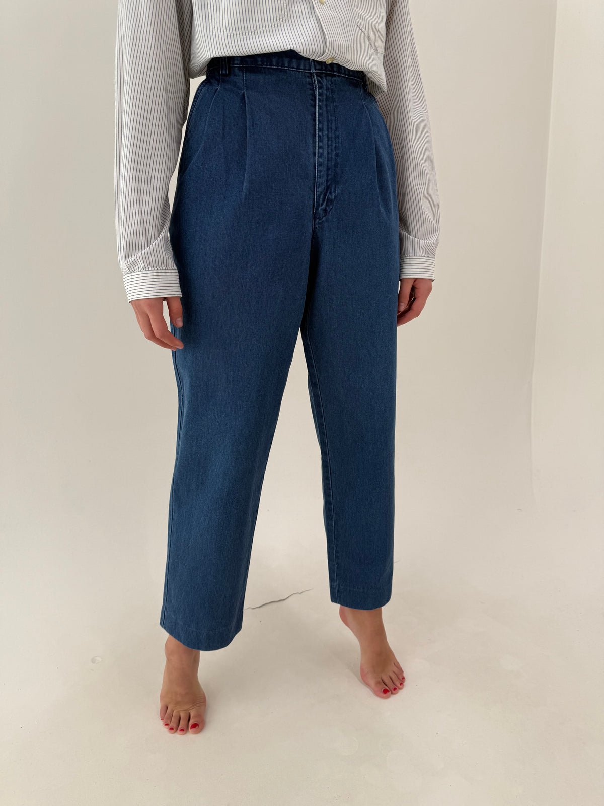 Jeans Missoni vintage din bumbac moale cu pense și talie ultra înaltă
