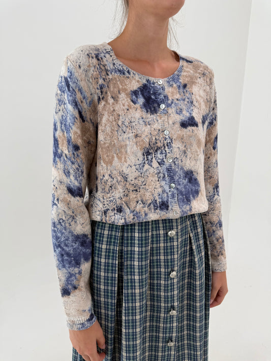Cardigan camel cu print superb din bumbac premium
