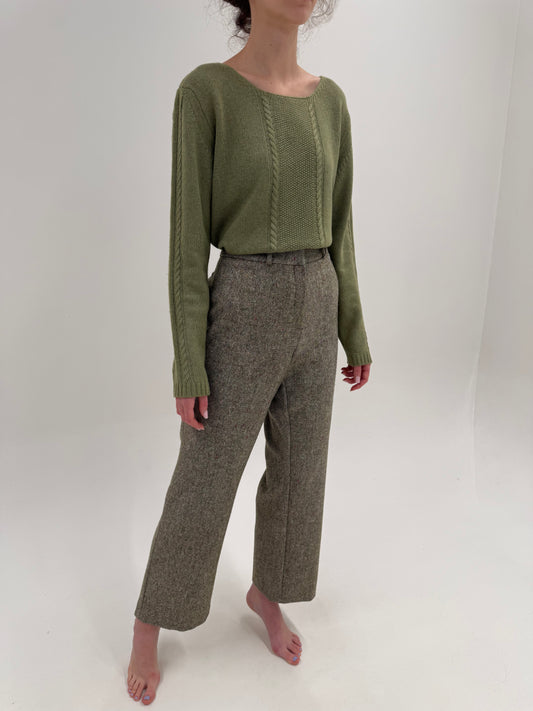 Pantaloni din tweed moale Donegal extrafin cu inserții curcubeu