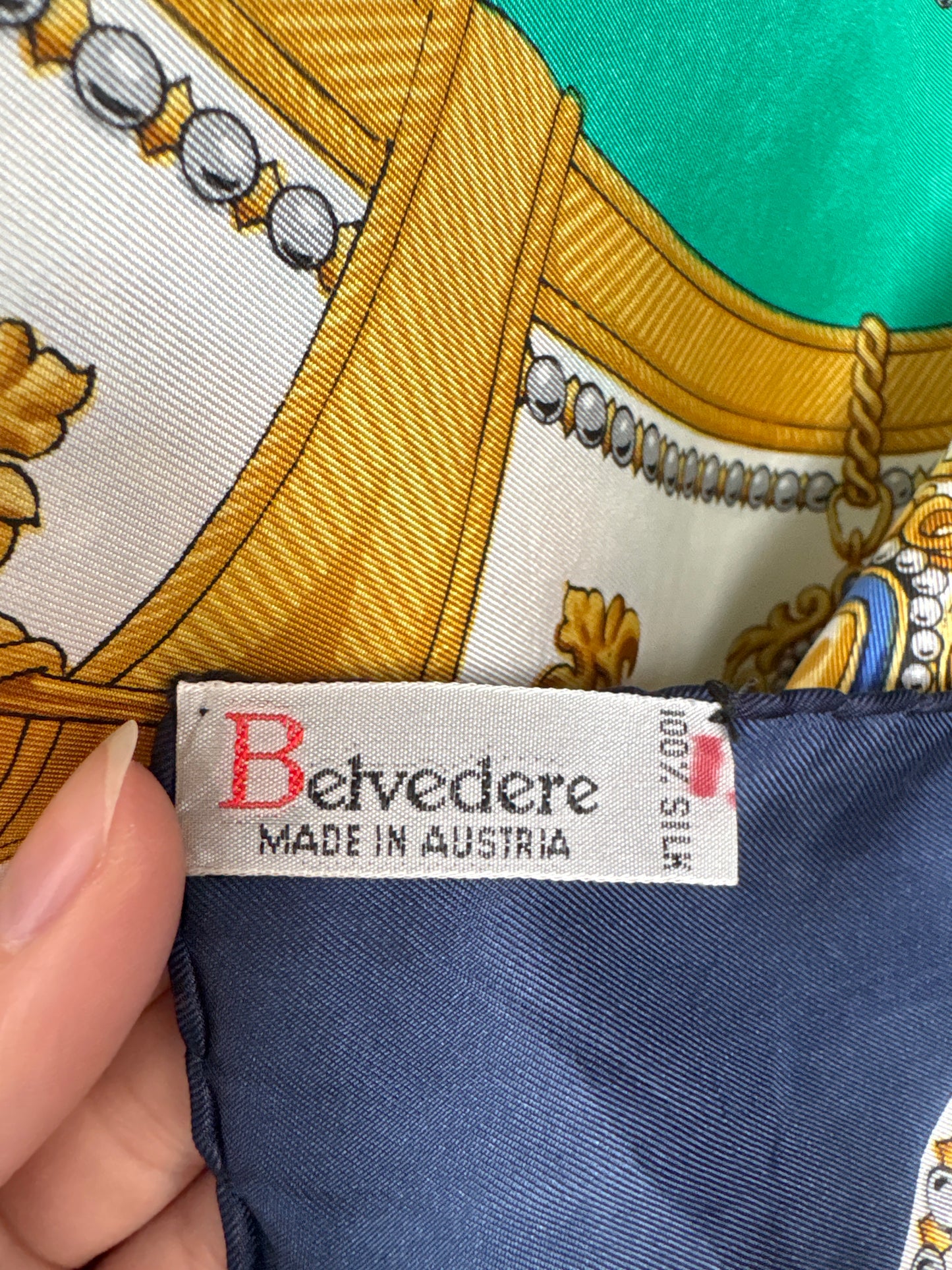 Eșarfă din twill de mătase naturală cu print baroc