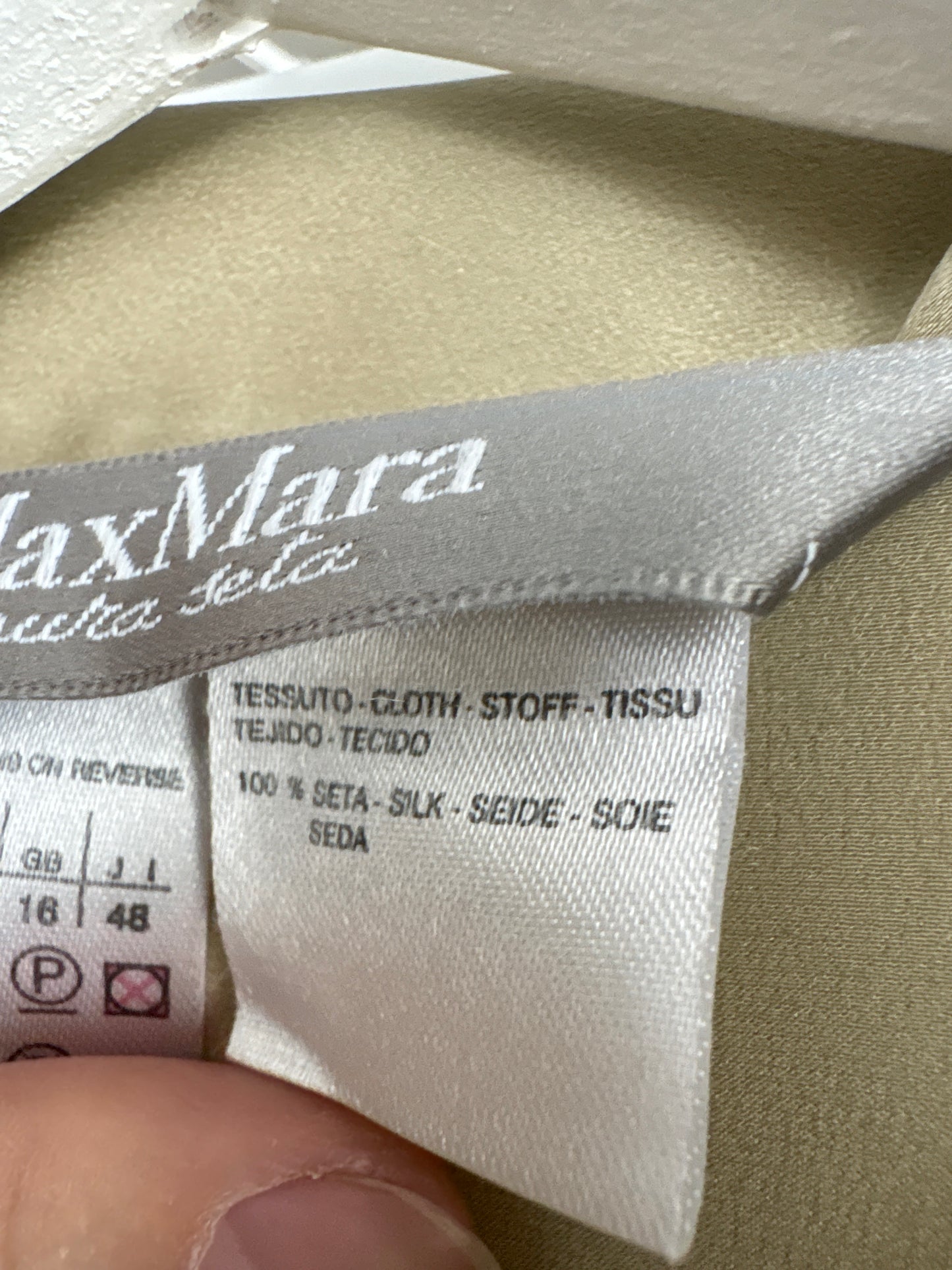 Cămașa Max Mara Sage green din mătase naturală