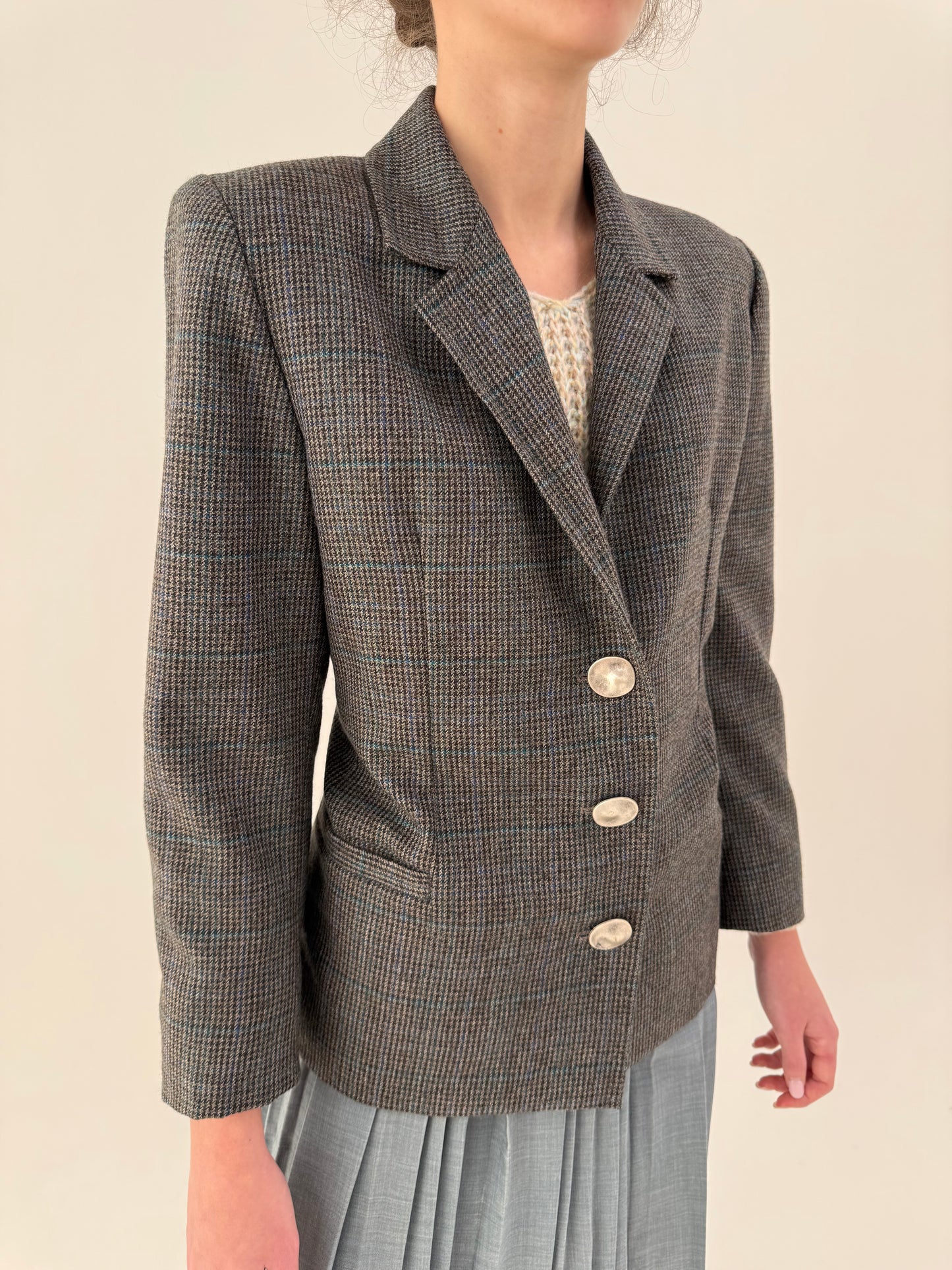 Sacou din tweed plin ușor structurat de lana în culori superbe