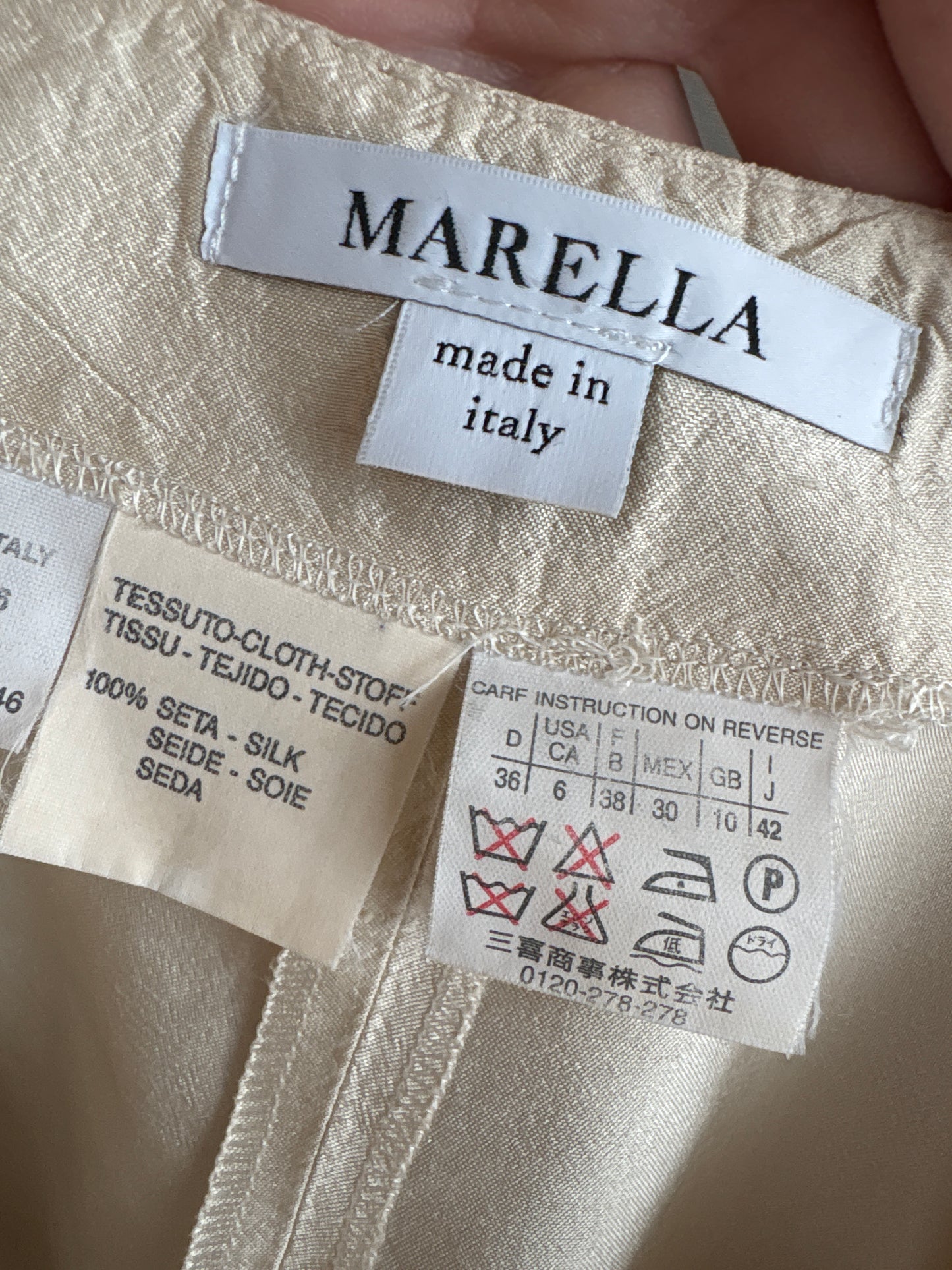 Pantaloni butter white din mătase naturală Marella by Max Mara