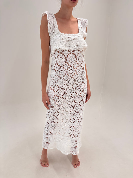 Rochie maxi bijuterie din macrame lucrat manual în croi ultra chic atemporal