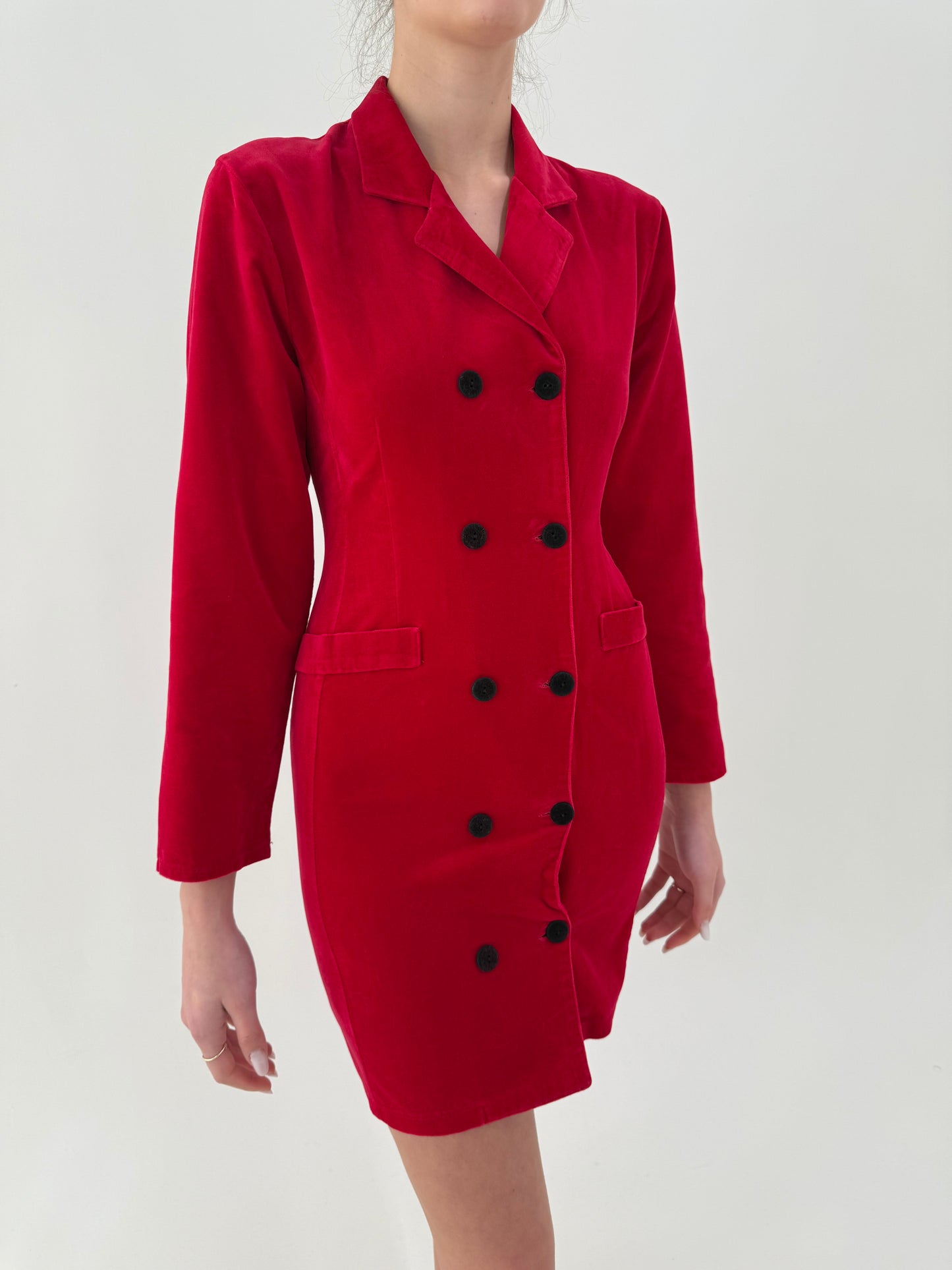 Rochie vintage tip sacou din catifea excepțională roșu superb