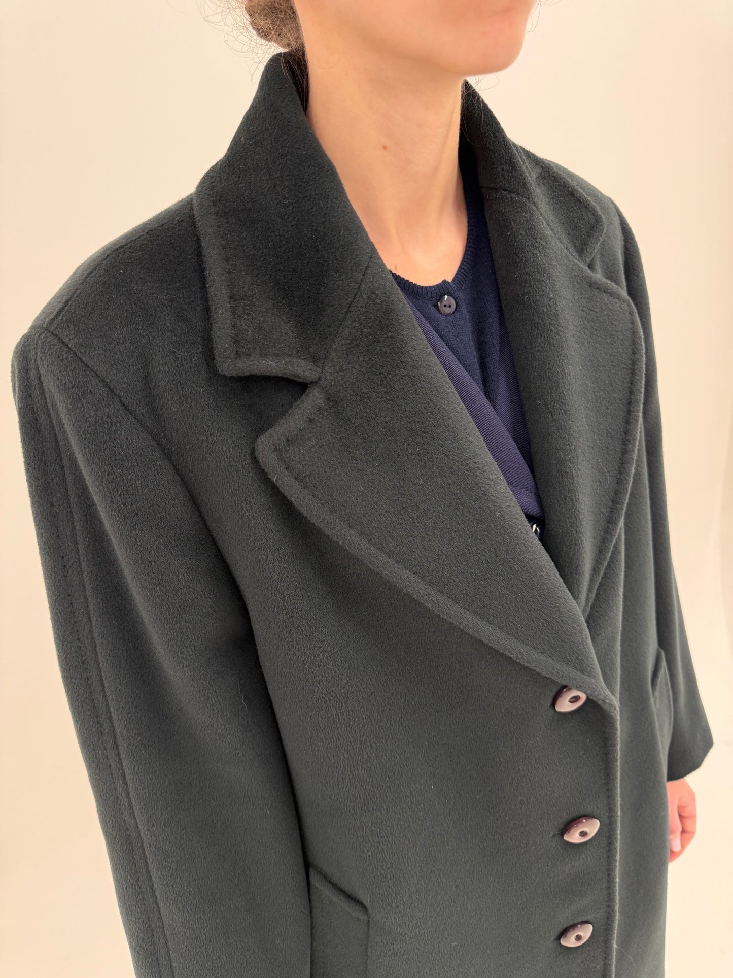 Palton ultra luxury Piacenza din stofă plină extrem de fină de lână forest green