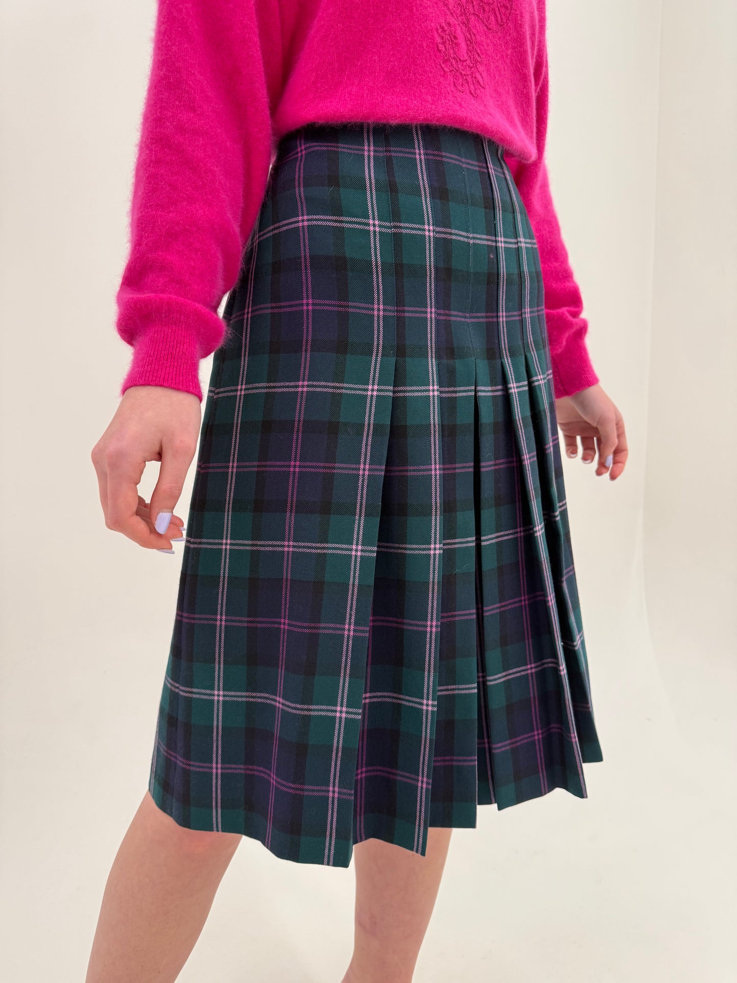 Fustă pantaloni din Tartan de lana cu talie ultra înaltă