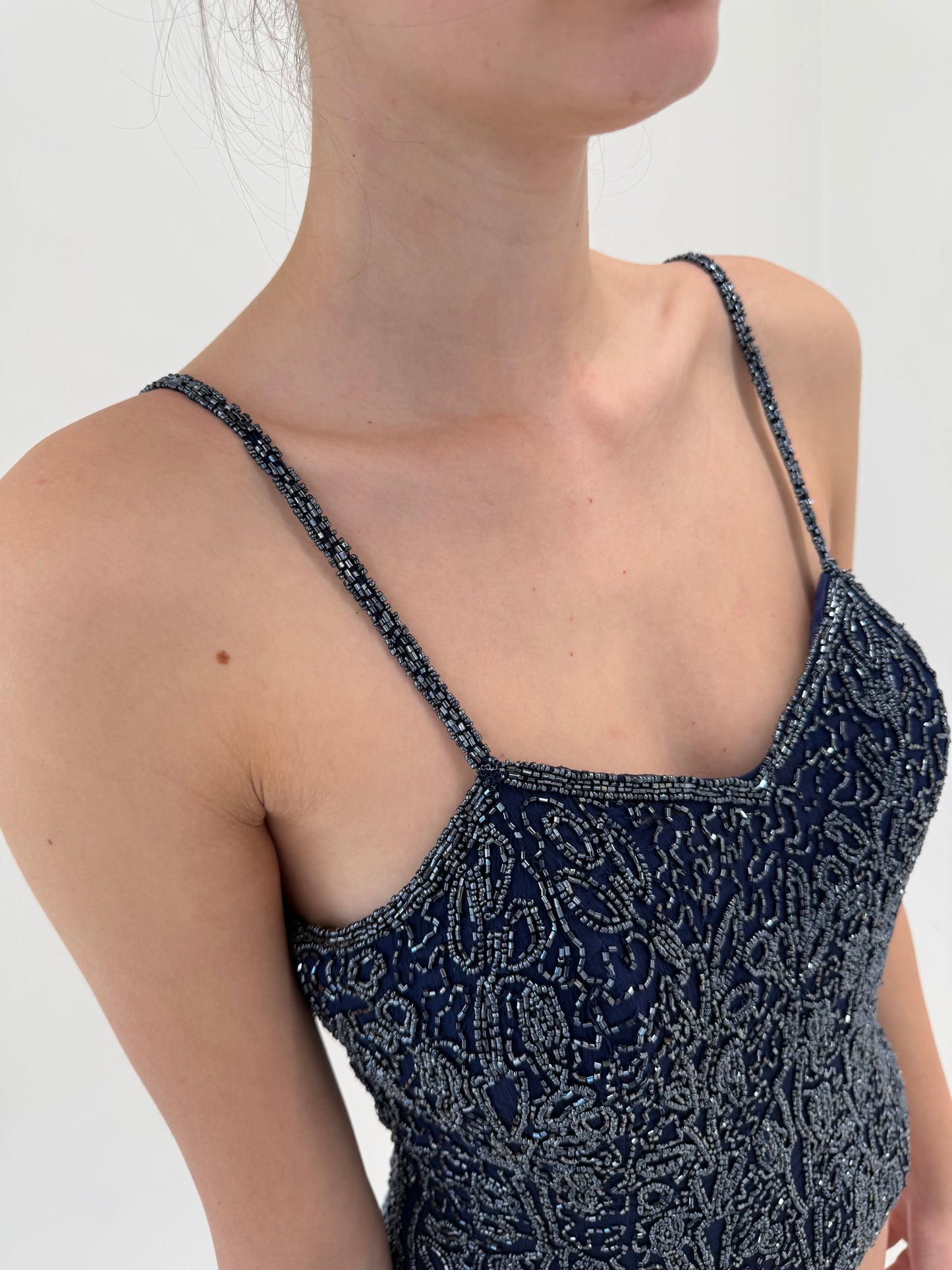 Corset integral cu aplicații manuale midnight blue