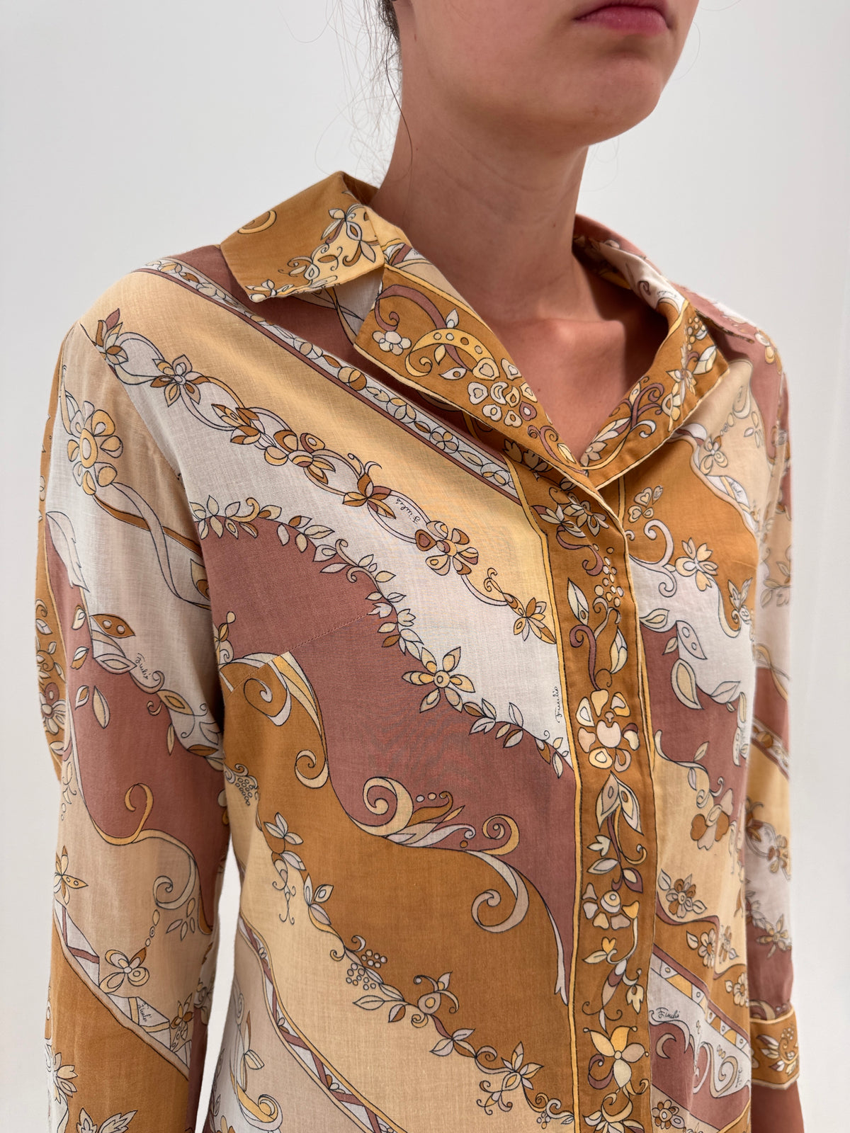Rochie Emilio Pucci old vintage sfârșit de ani 60 de colecție din cotton lawn