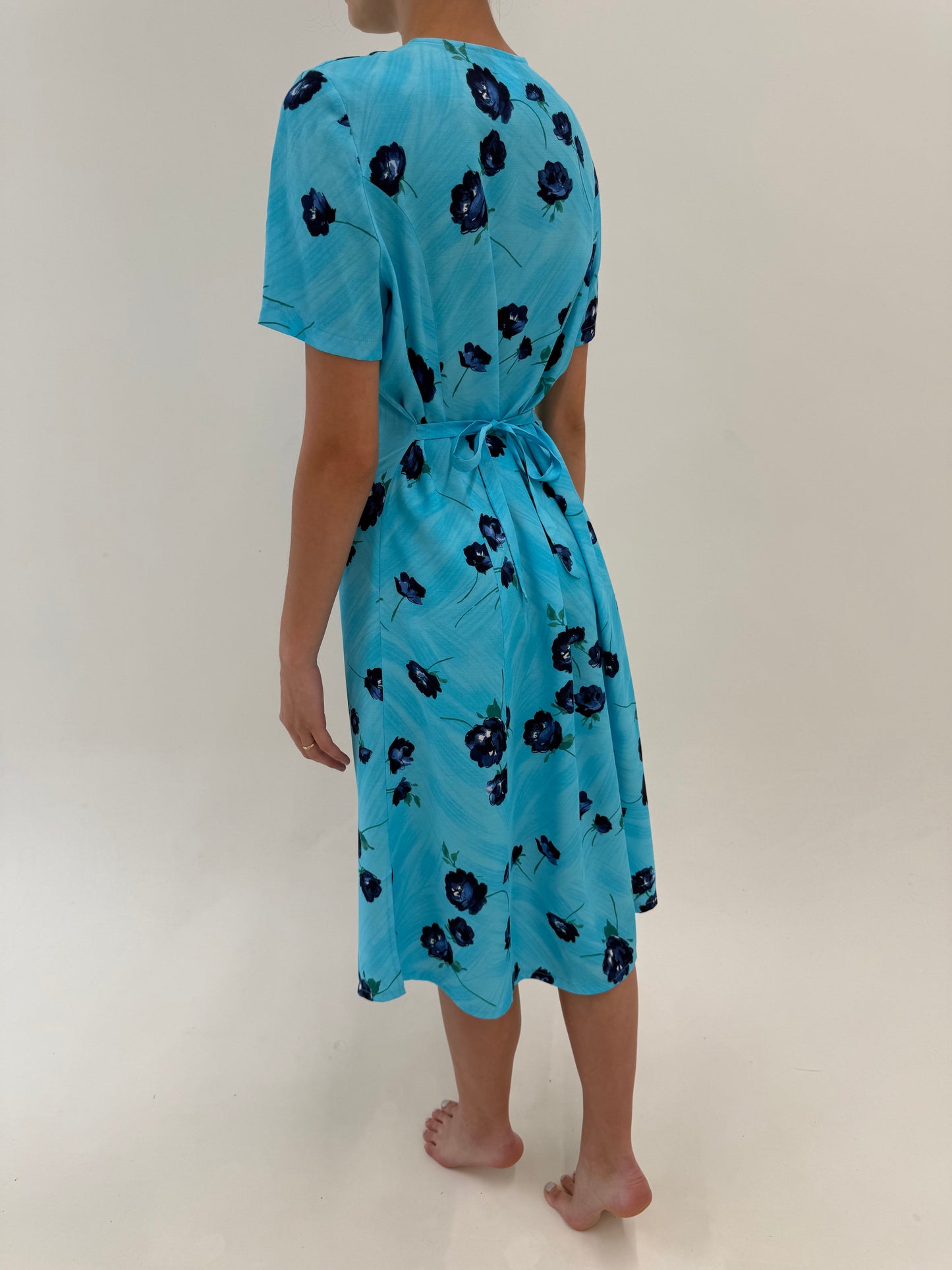 Rochie vintage turcoaz super vaporoasă cu talie reglabilă la spate