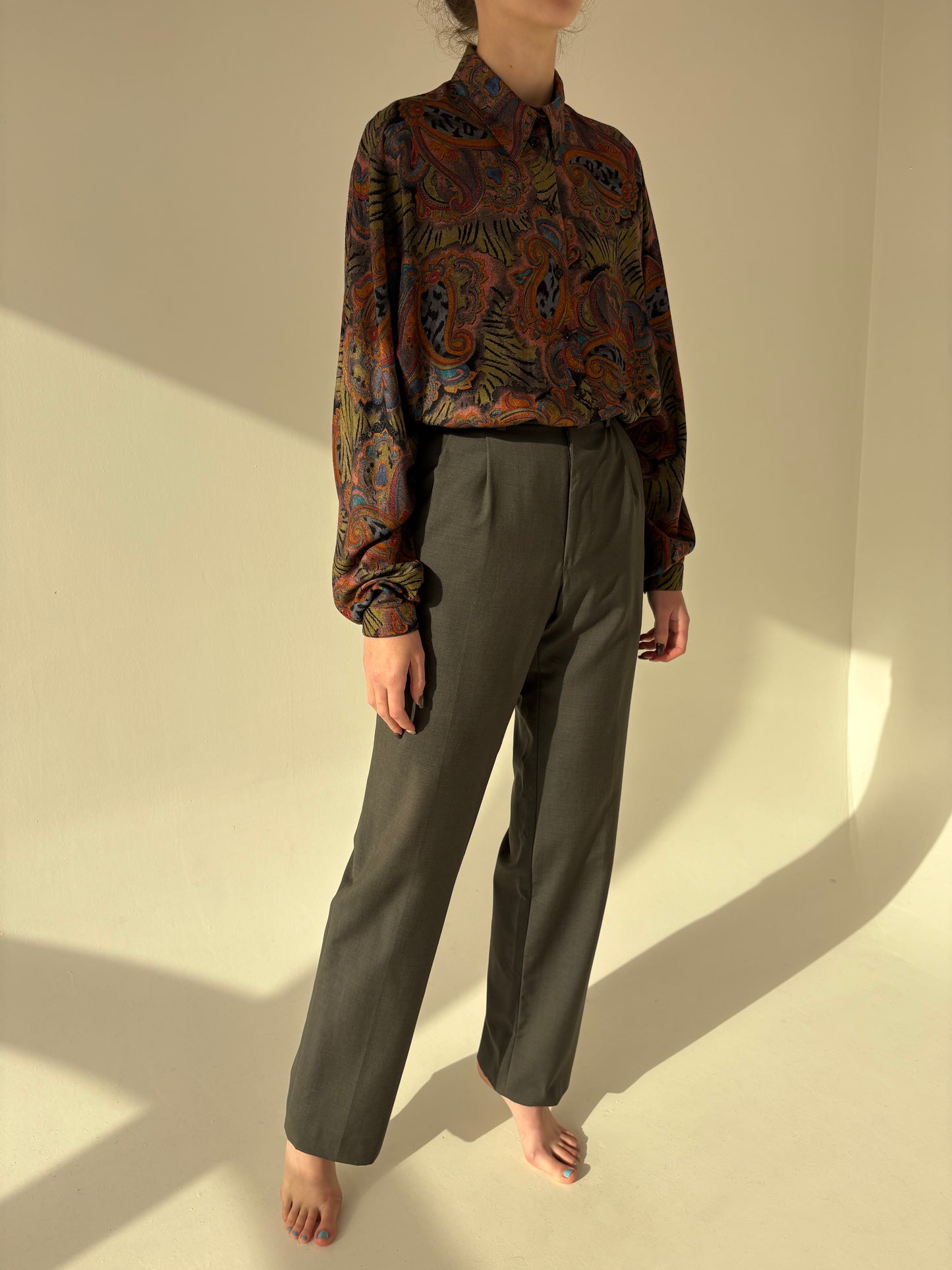 Pantaloni tall high end italienești din lana extafina super 100’s