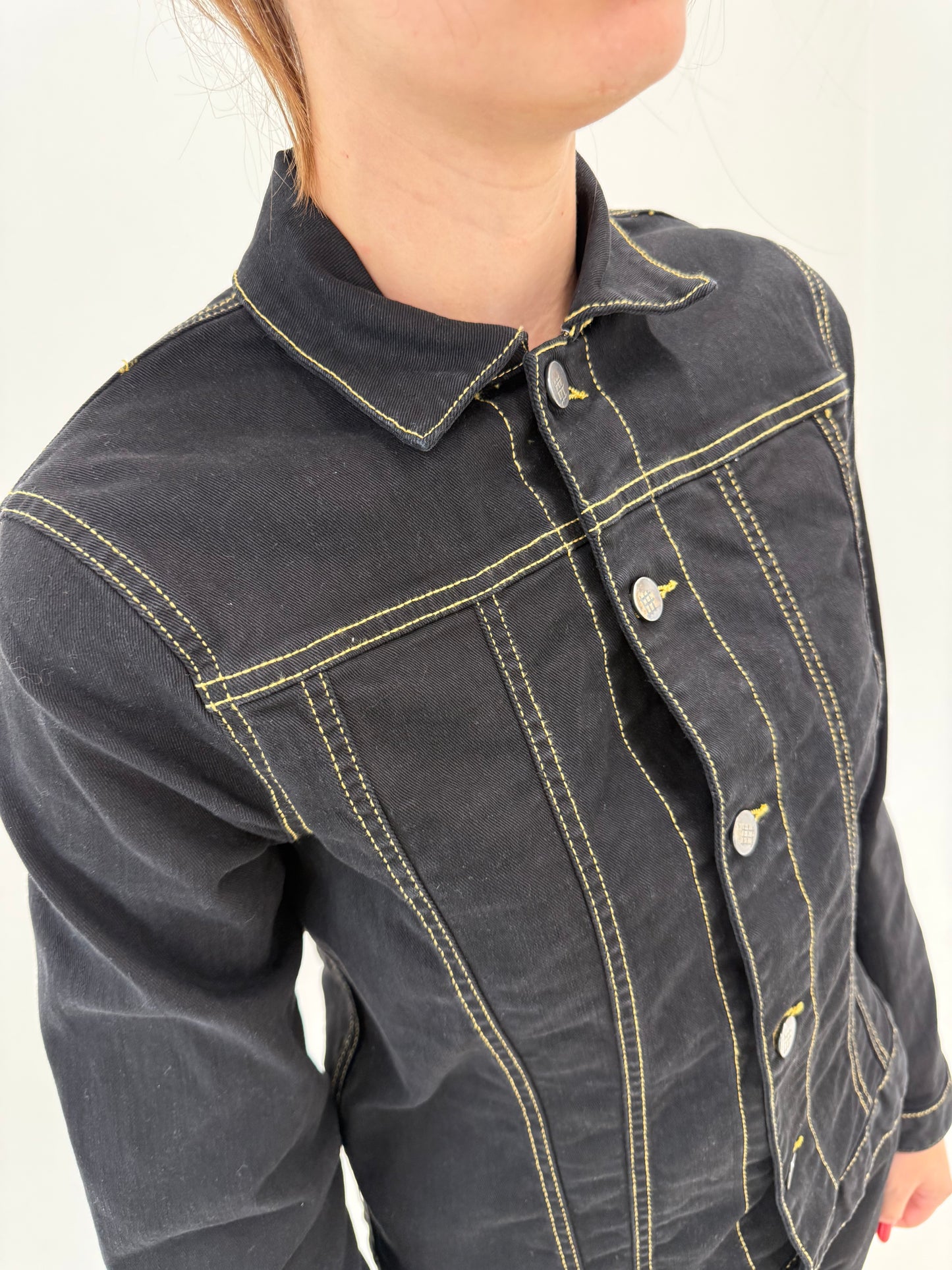 Geaca Dsquared din jeans negru ultra confort modelator