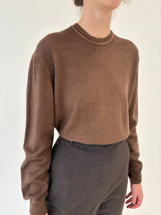 Pulover chocolate brown din lana merino extrafina de gramaj mare