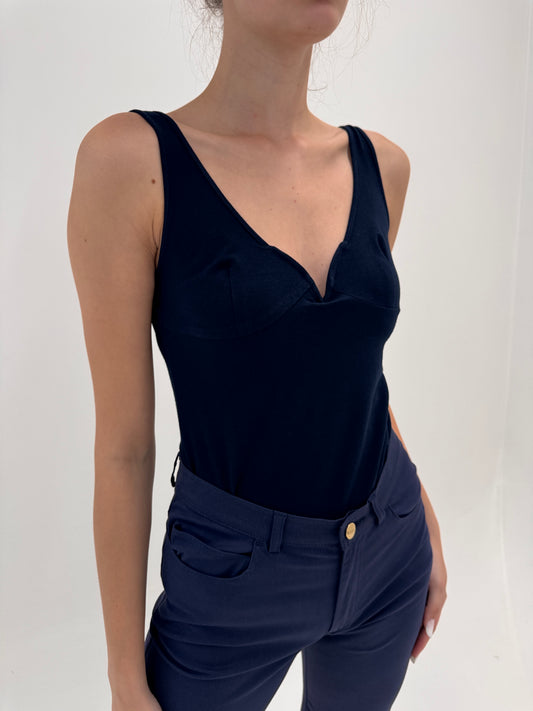 Top Navy Marella by Max Mara ultra modelator cu intaritura la bust