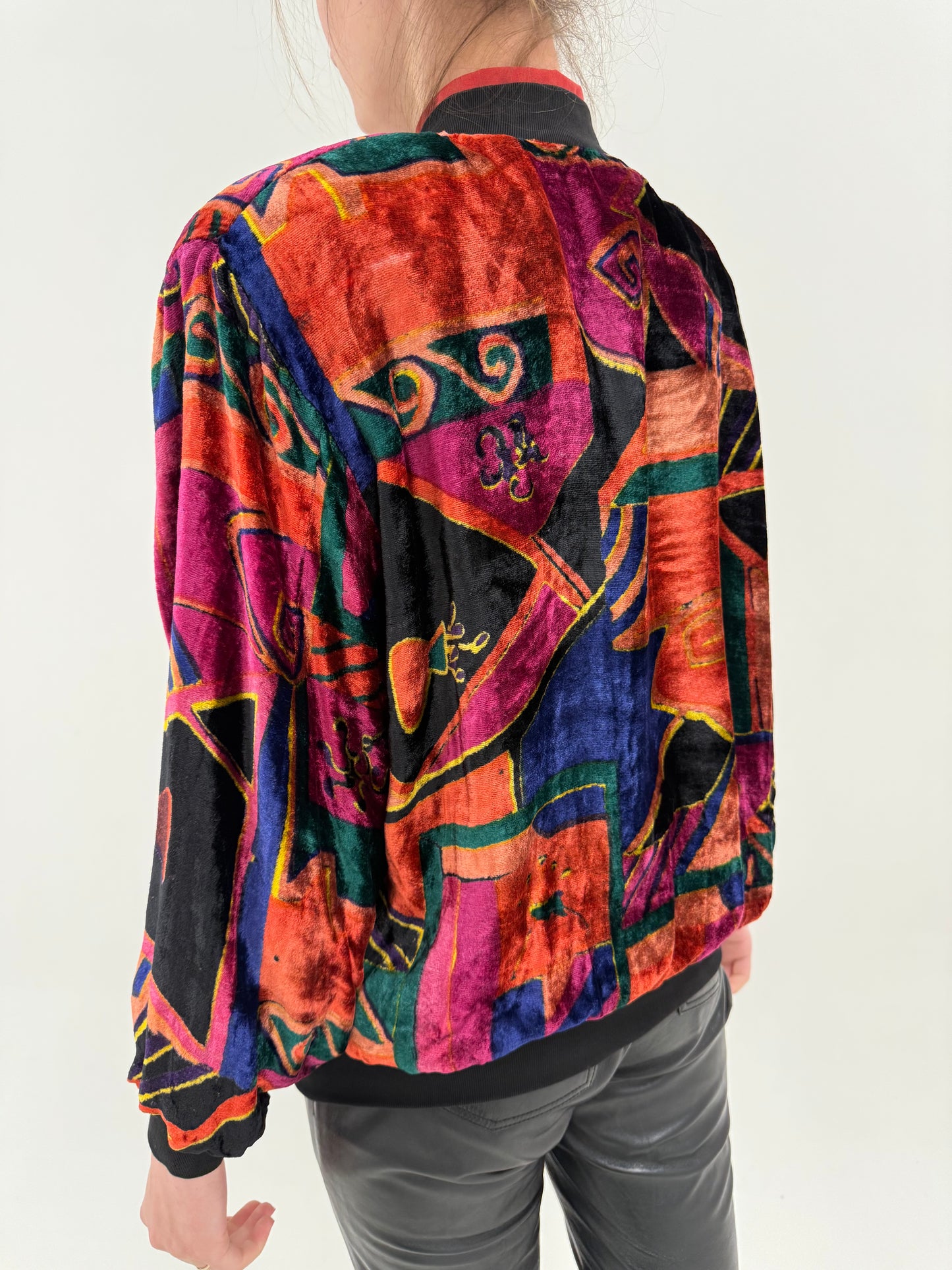 Bomber vintage din catifea cu mâneci ample și lansetă îngustată