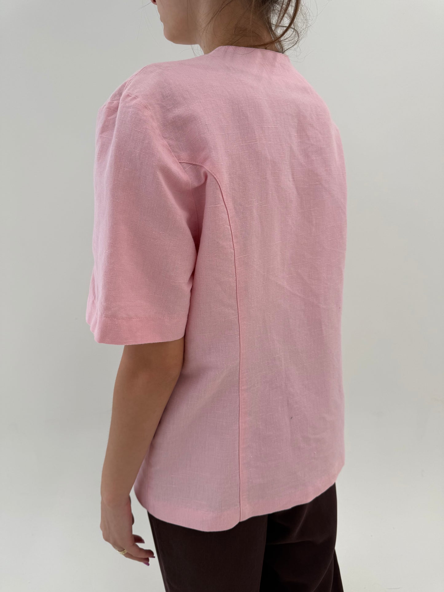 Sacou vintage italian excepțional powder Pink din pânză de in și bumbac