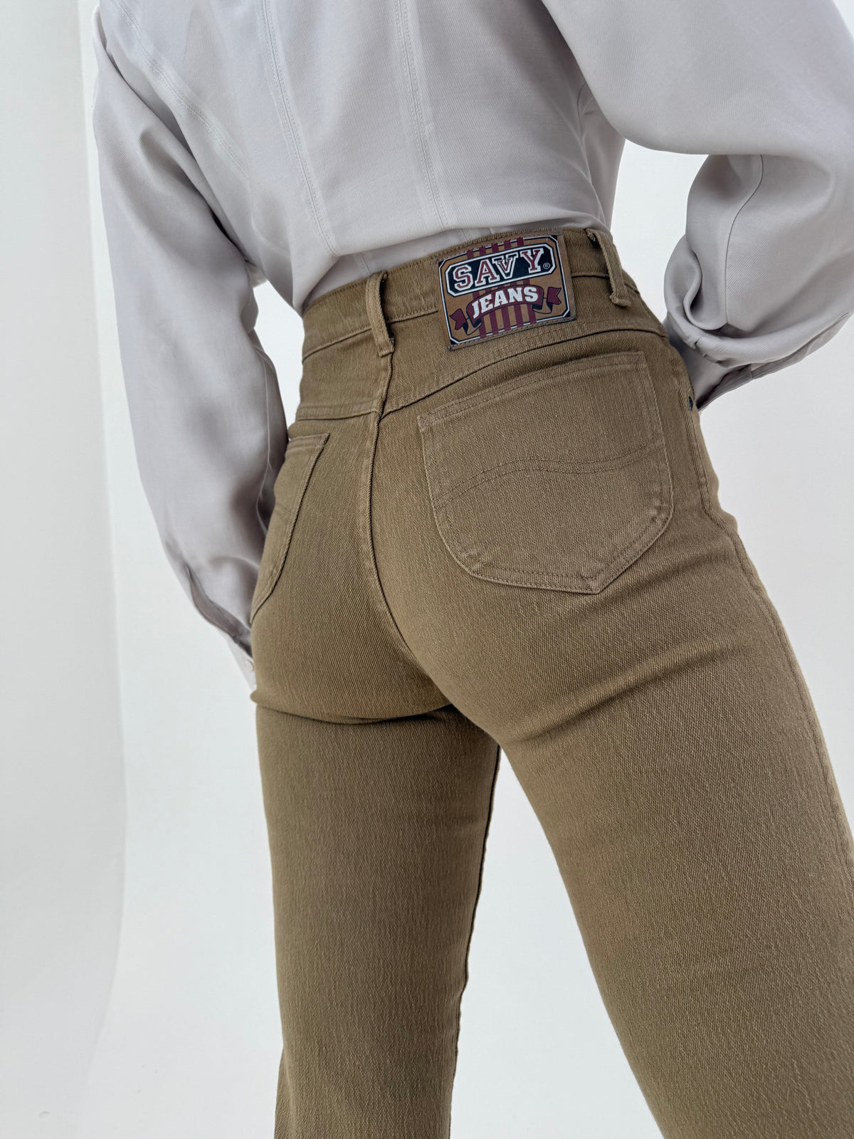 Jeans vintage tall ultra modelatori camel din material plin extrem de calitativ