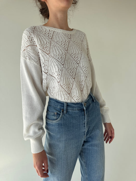 Bluză vintage dantelată italiana din jerse excepțional de bumbac multiply