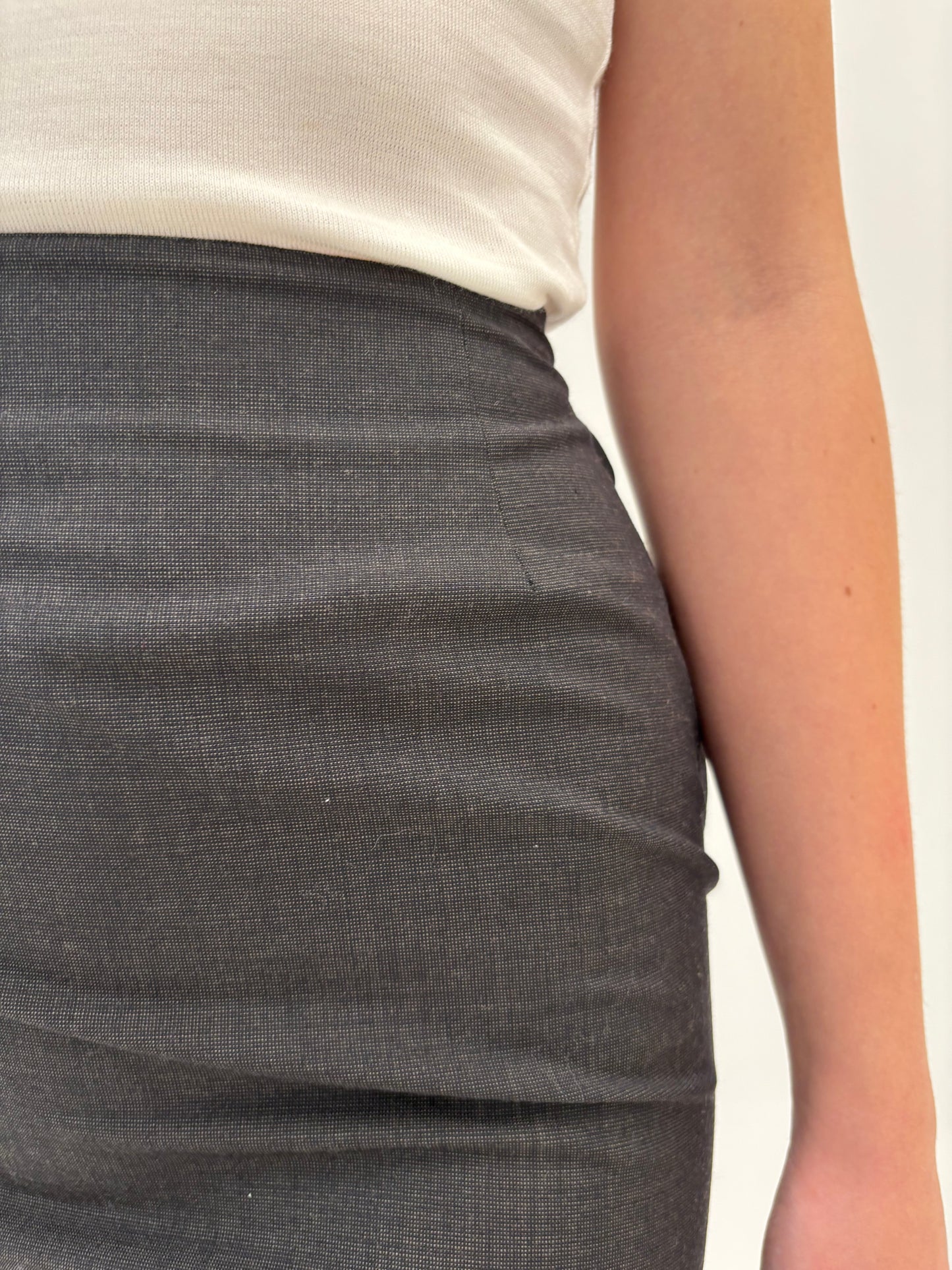 Fustă mini italiana conică cu talie ultra înaltă din lana extrafina