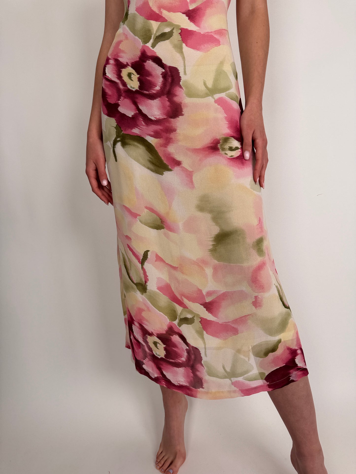 Rochie Madeleine din 2 rânduri de Georgette de mătase naturală