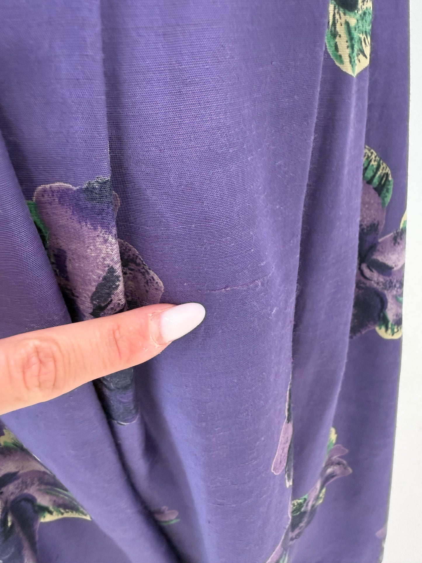 Fustă vintage lavandă cu print floral și talie ultra marcată înaltă din panzica