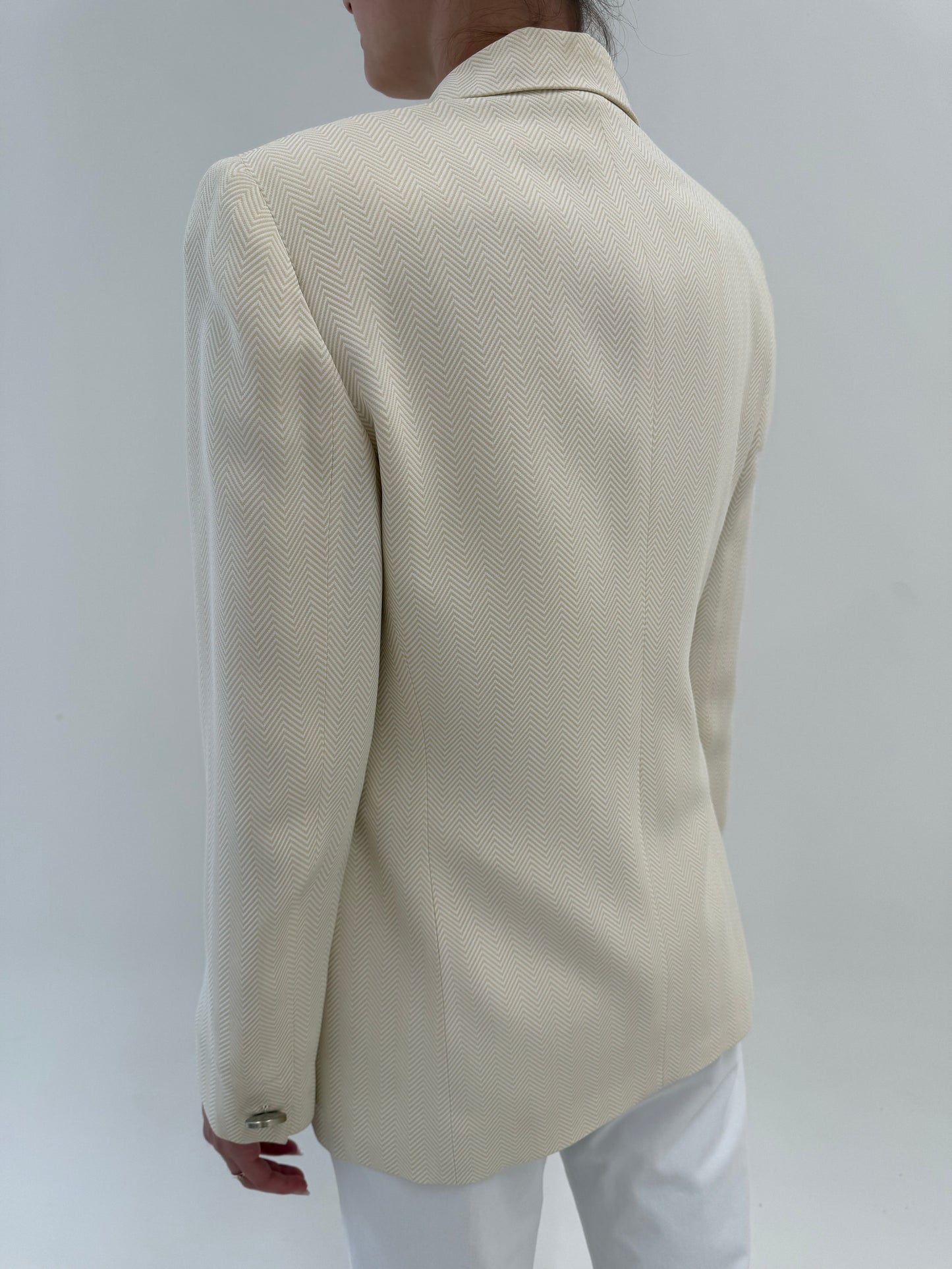 Sacou luxury Gianfranco Ferre Chevron camel cu butter white