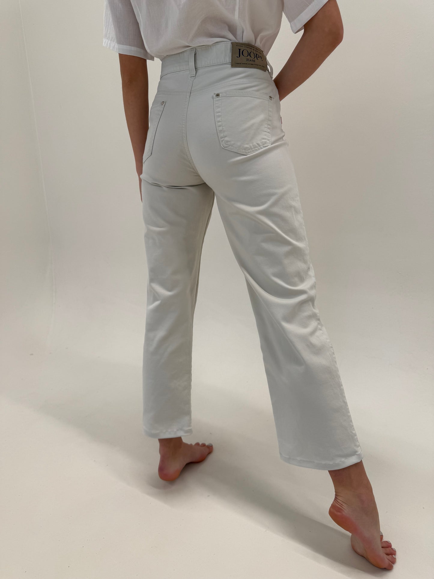 Pantaloni off white Joop de vară din bumbac ultra confort straight leg