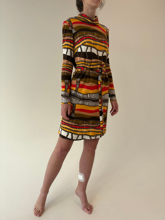 Rochie Old vintage de colecție-început de ani 70 cu talie reglabilă