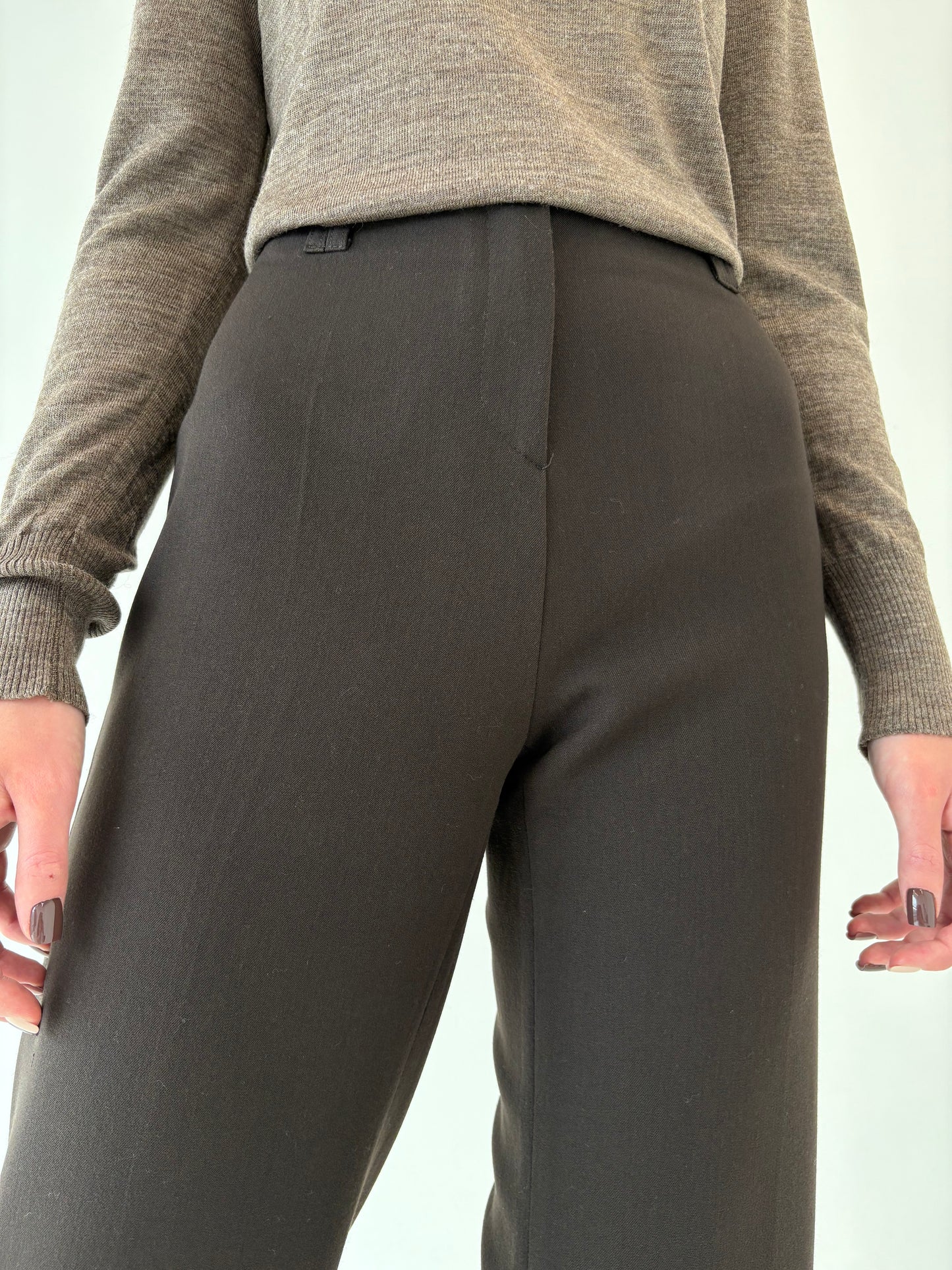 Pantaloni chocolate brown din stofă ultra confort strech în croi drept