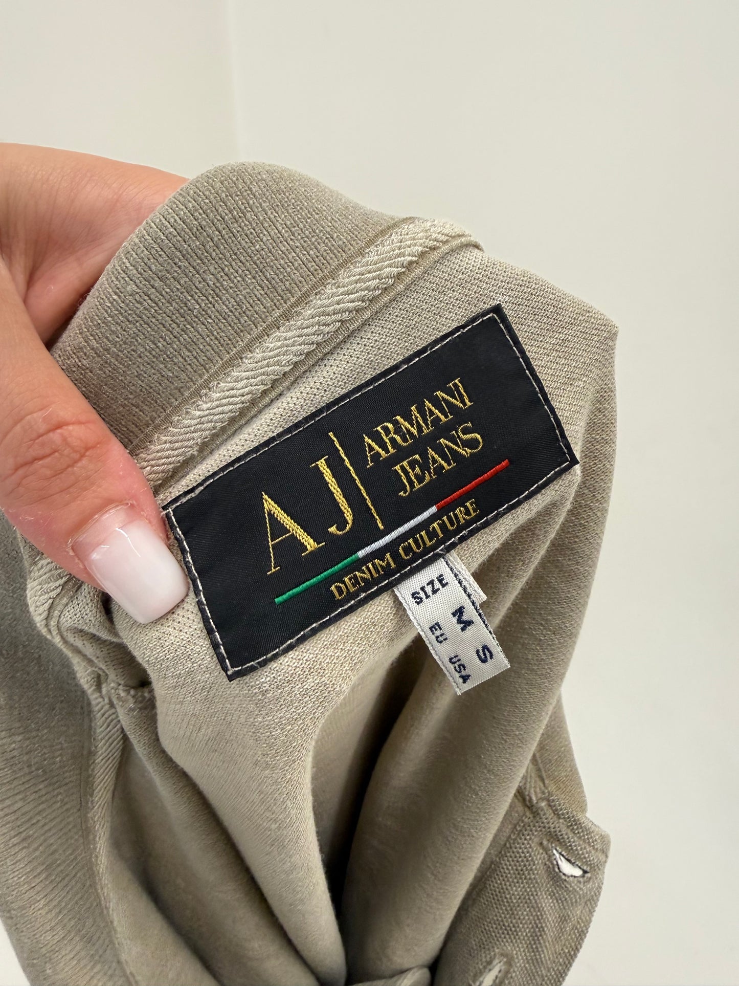 Top polo Armani sand nude din bumbac pique excepțional