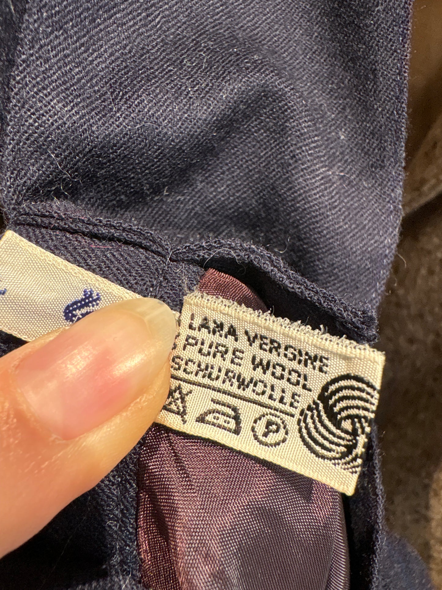 Sarafan vintage din lana extafina navy cu fustă super amplă și talie ultra înaltă