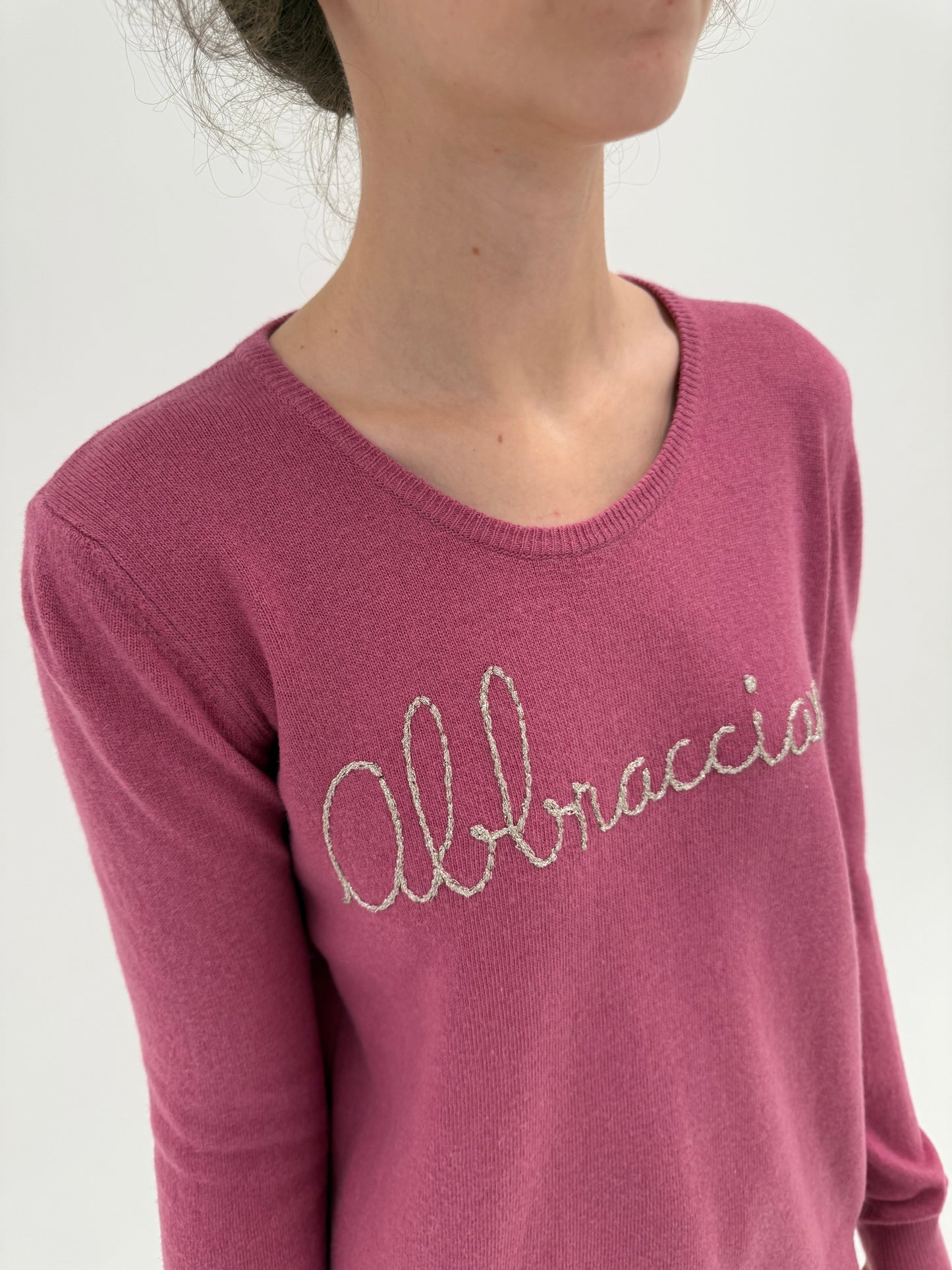 Pulover italian dusty pink din lana merino extrafina