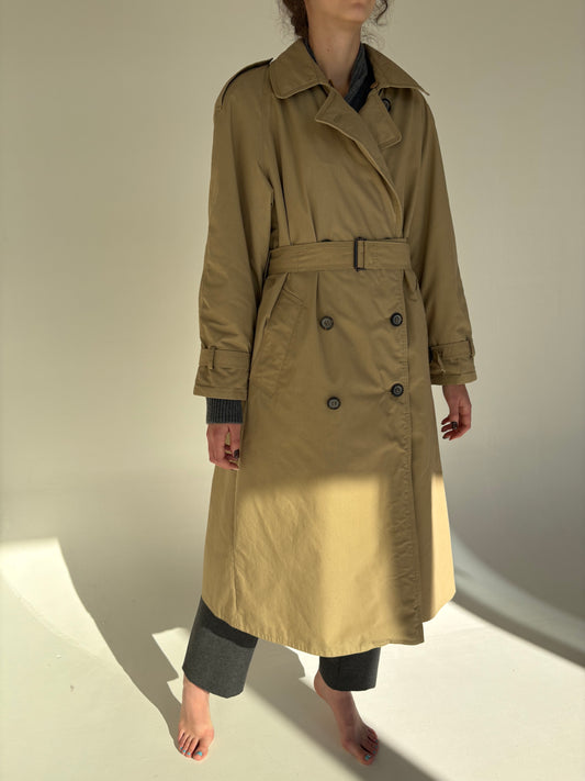 Trench vintage camel petite cu liner detașabil de lana extrafina