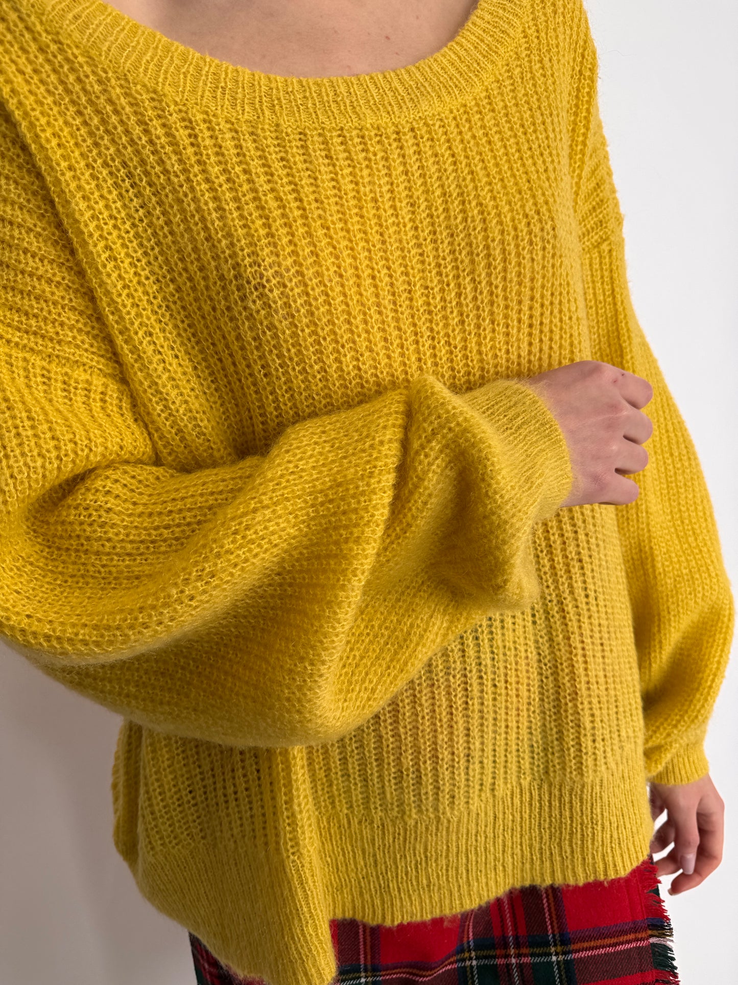 Pulover lemon yellow chunky knit din lana extrafina pufoasă