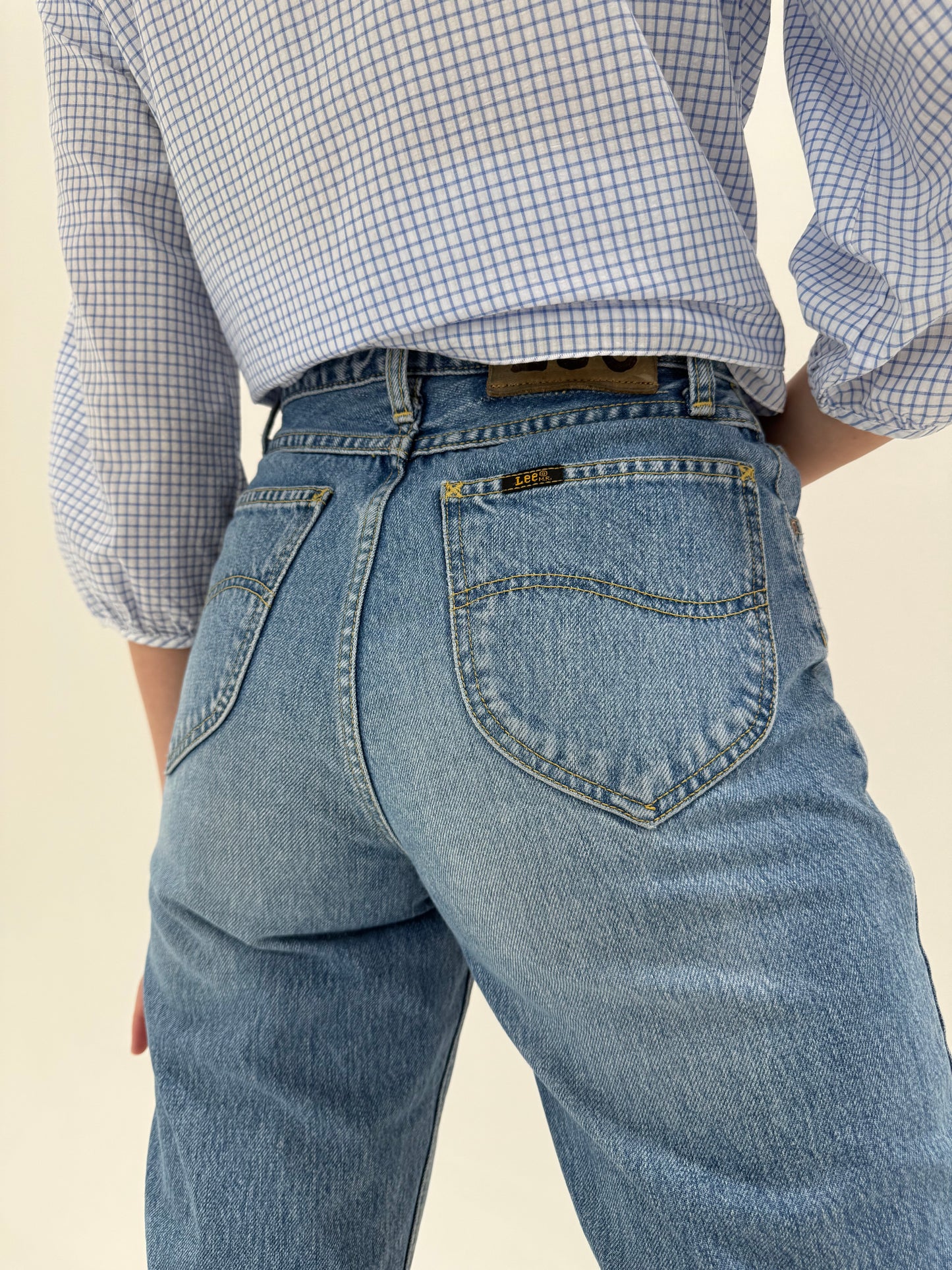 Jeans vintage premium cu talie ultra înaltă lighter wash