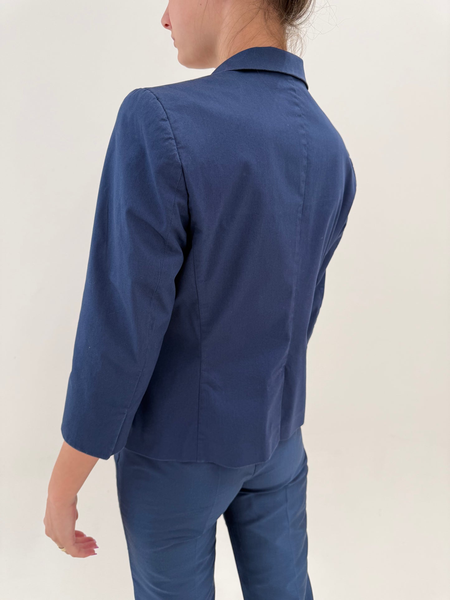 Sacou clasic Max Mara Navy din poplin de bumbac