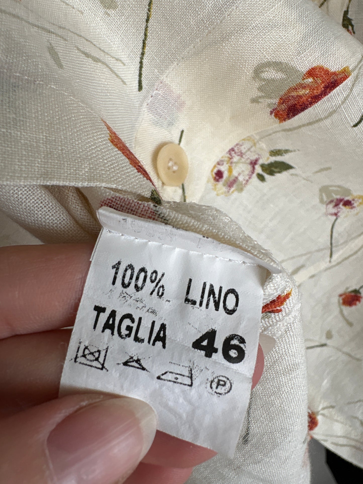 Cămașa italiana butter white din in premium cu print delicat floral