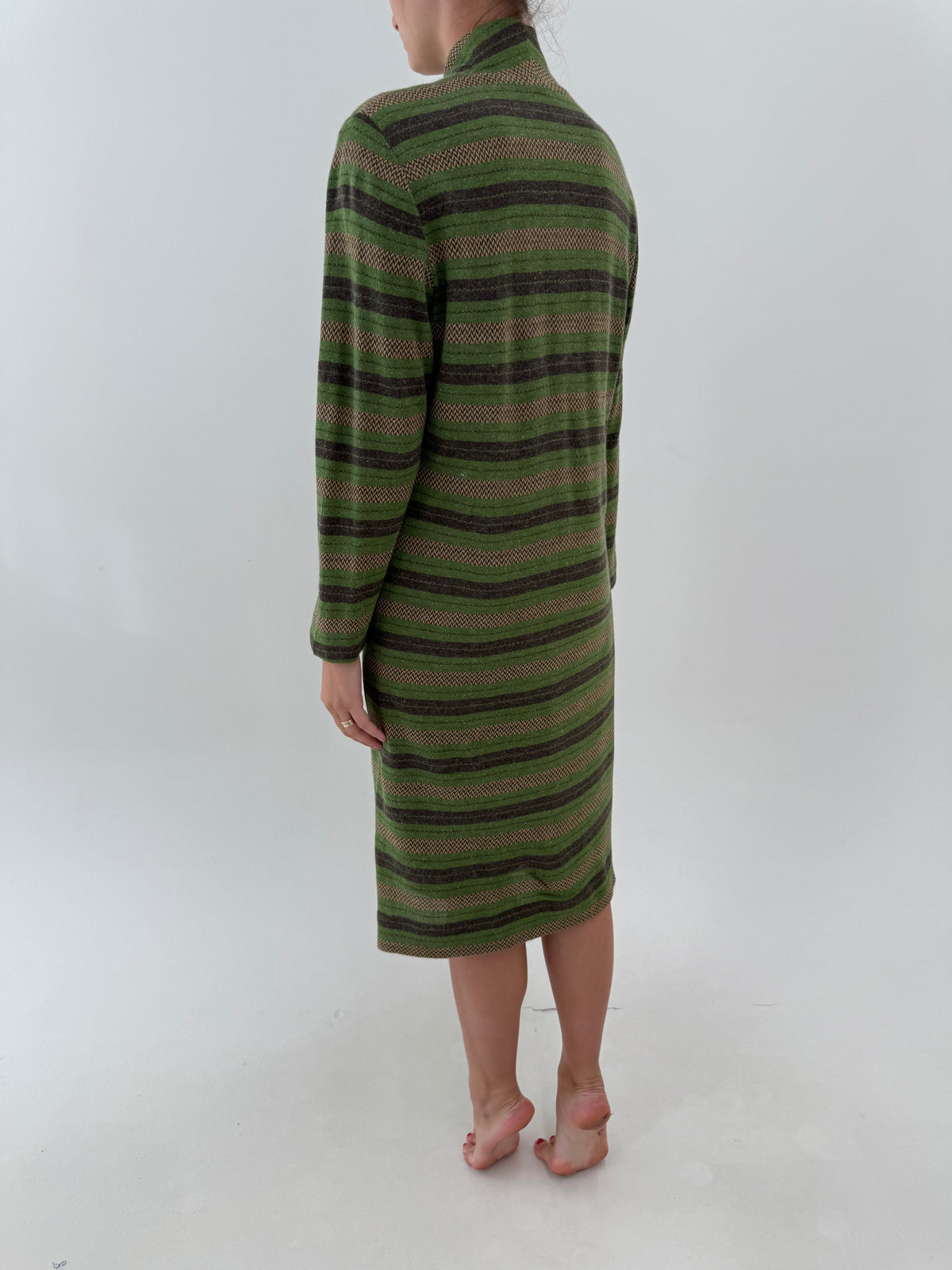 Rochie vintage din lana extrafina în dungi și combinație superbă de culori