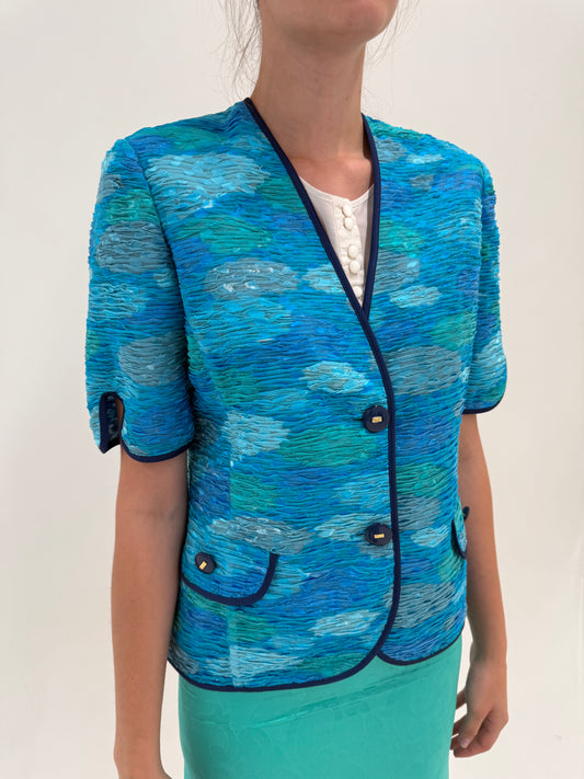 Sacou vintage italian din drapaje 40% mătase naturală de brand luxury Liola