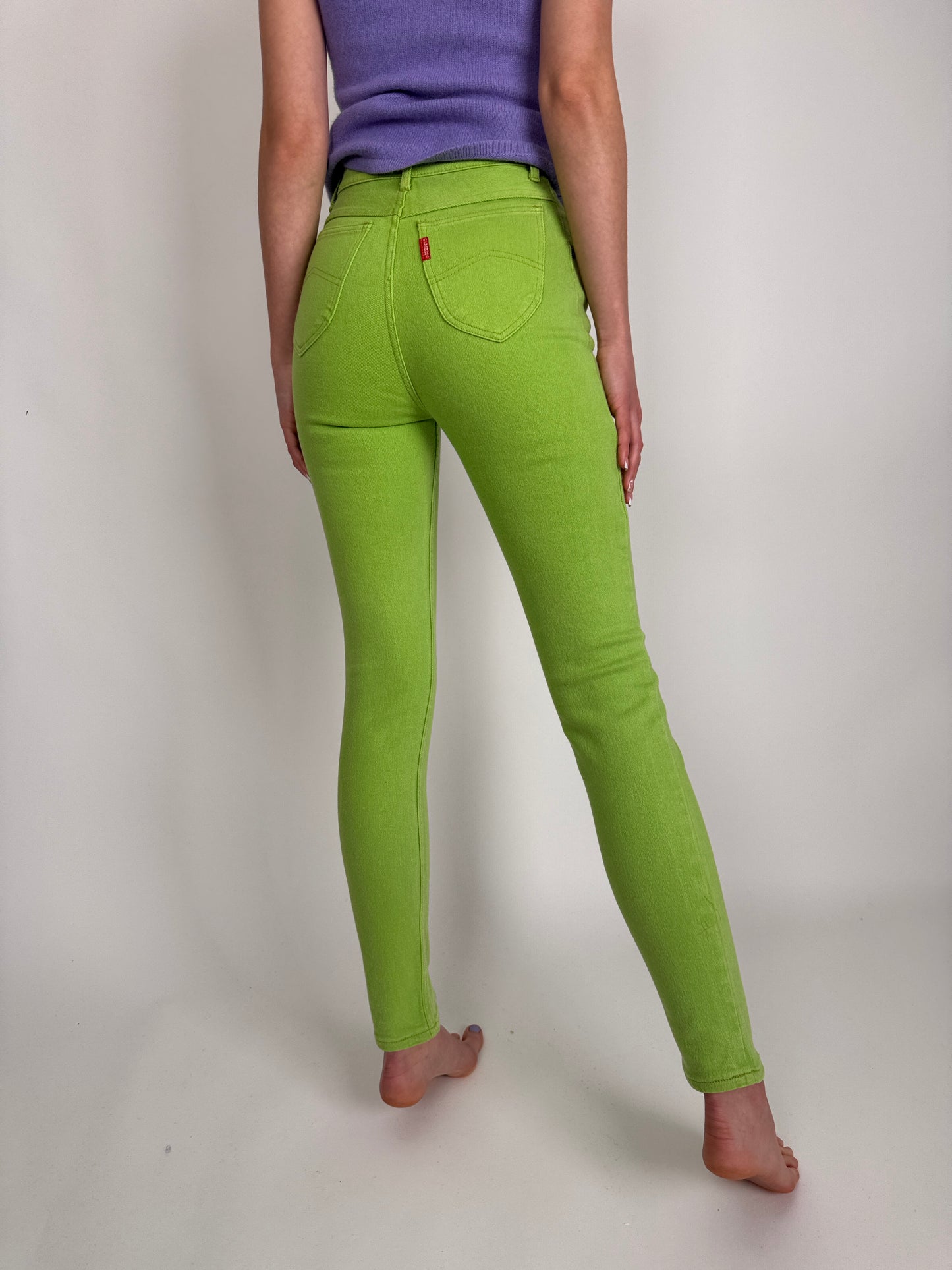 Jeanși vintage premium modelatori verde crud cu talie ultra înaltă