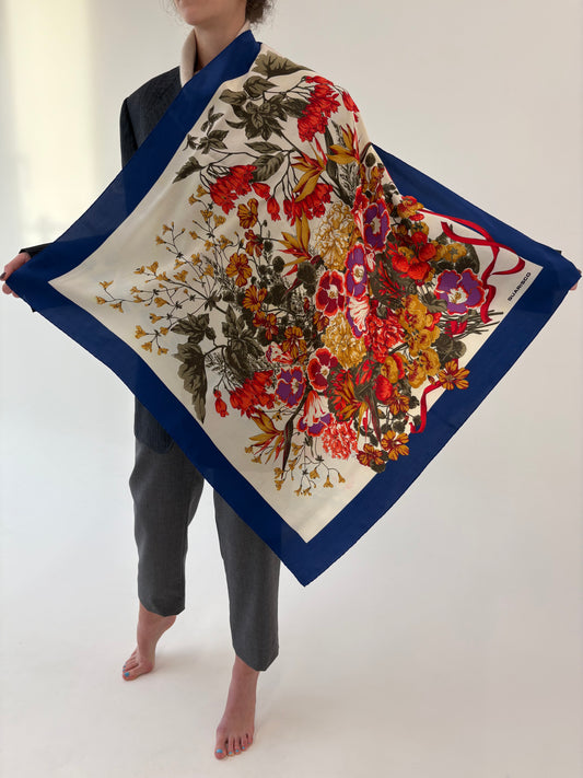 Eșarfă XL cu print floral superb din mătase naturală