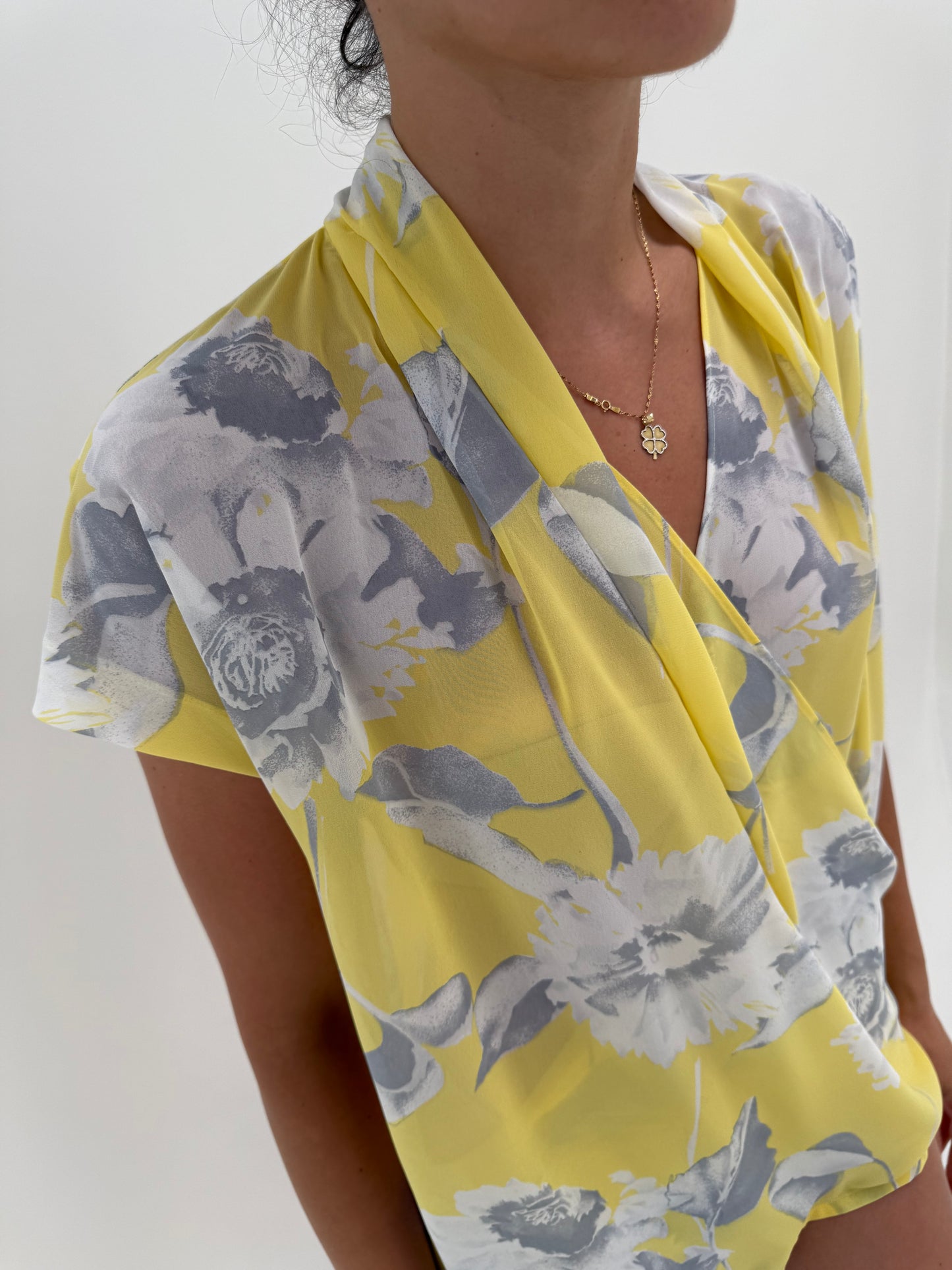 Top petrecut luxury Luisa Spagnoli ultra feminin din voal cu print superb