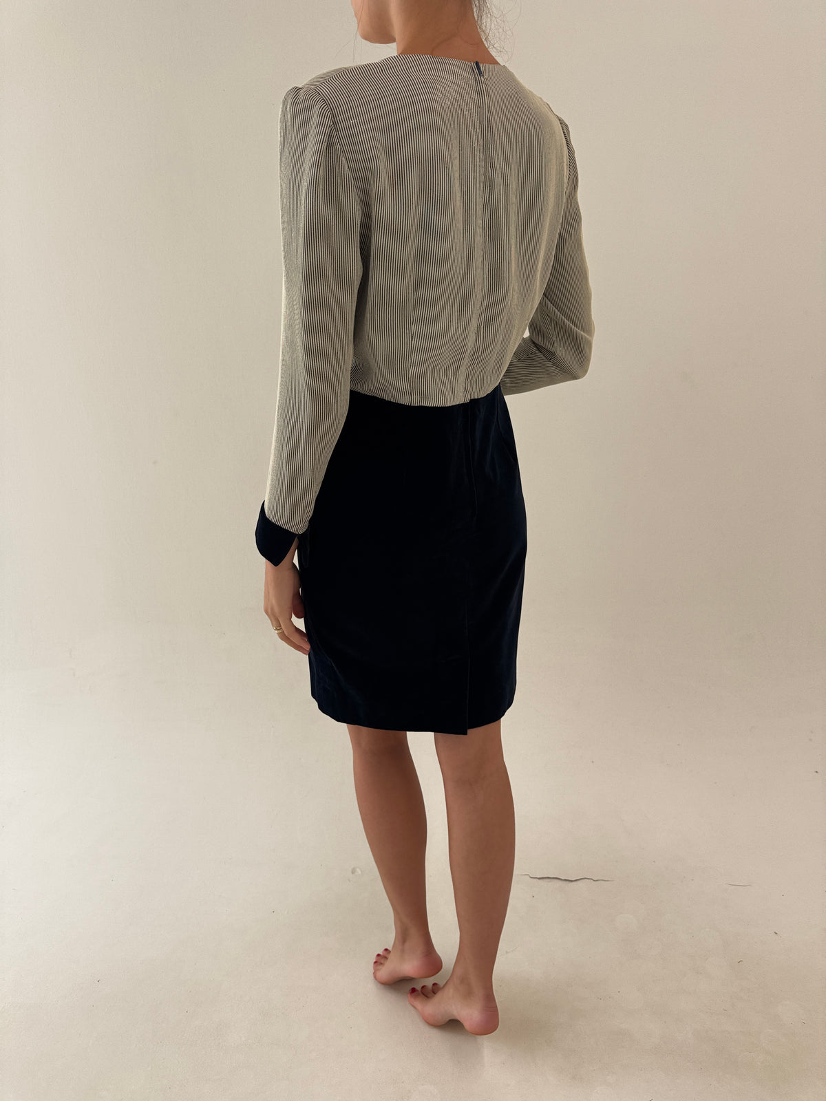 Rochie vintage italiană din mătase naturală și bumbac de la business la cocktail