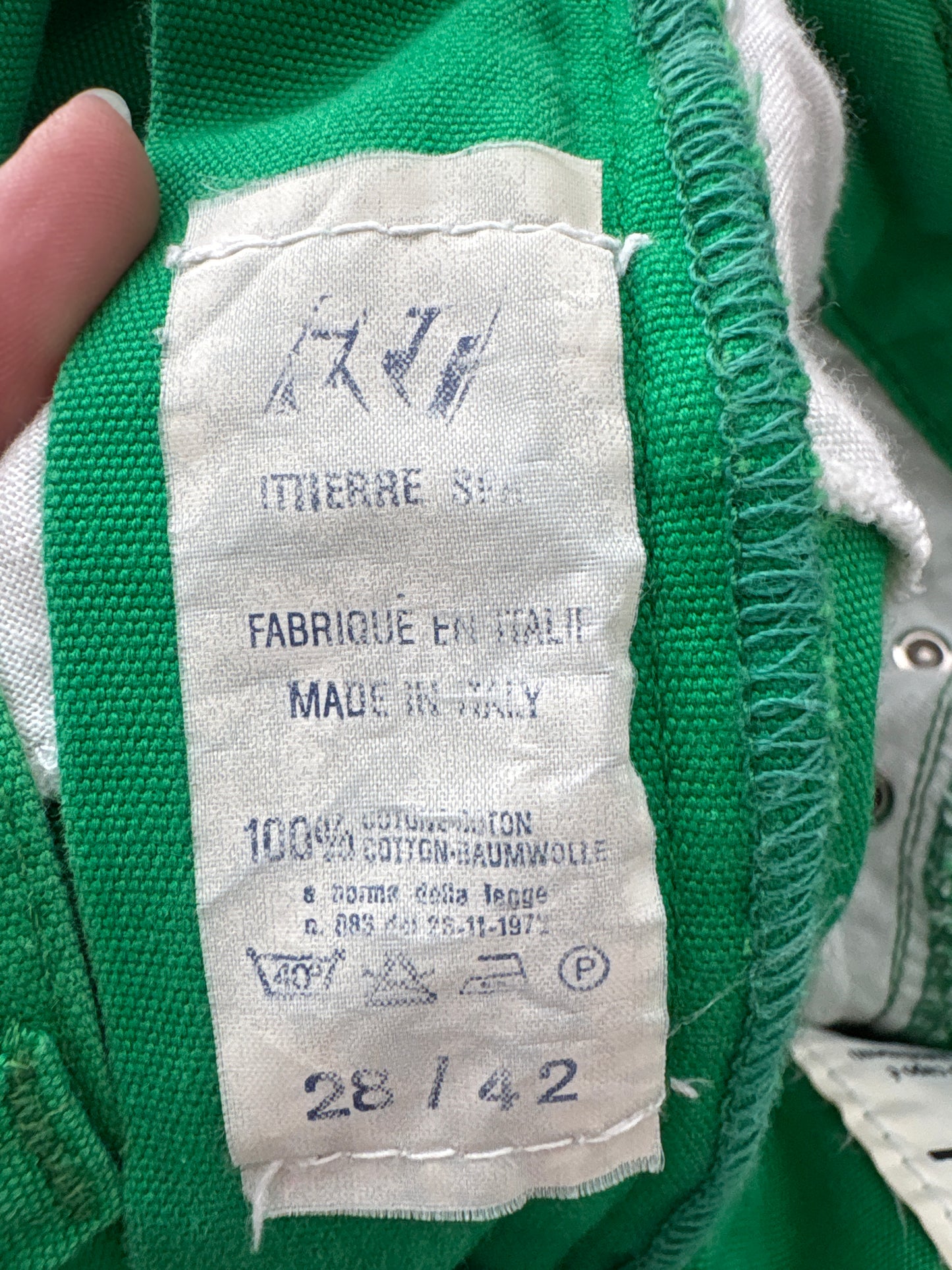 Pantaloni vintage Versace din pânză cu talie ultra înaltă electric green