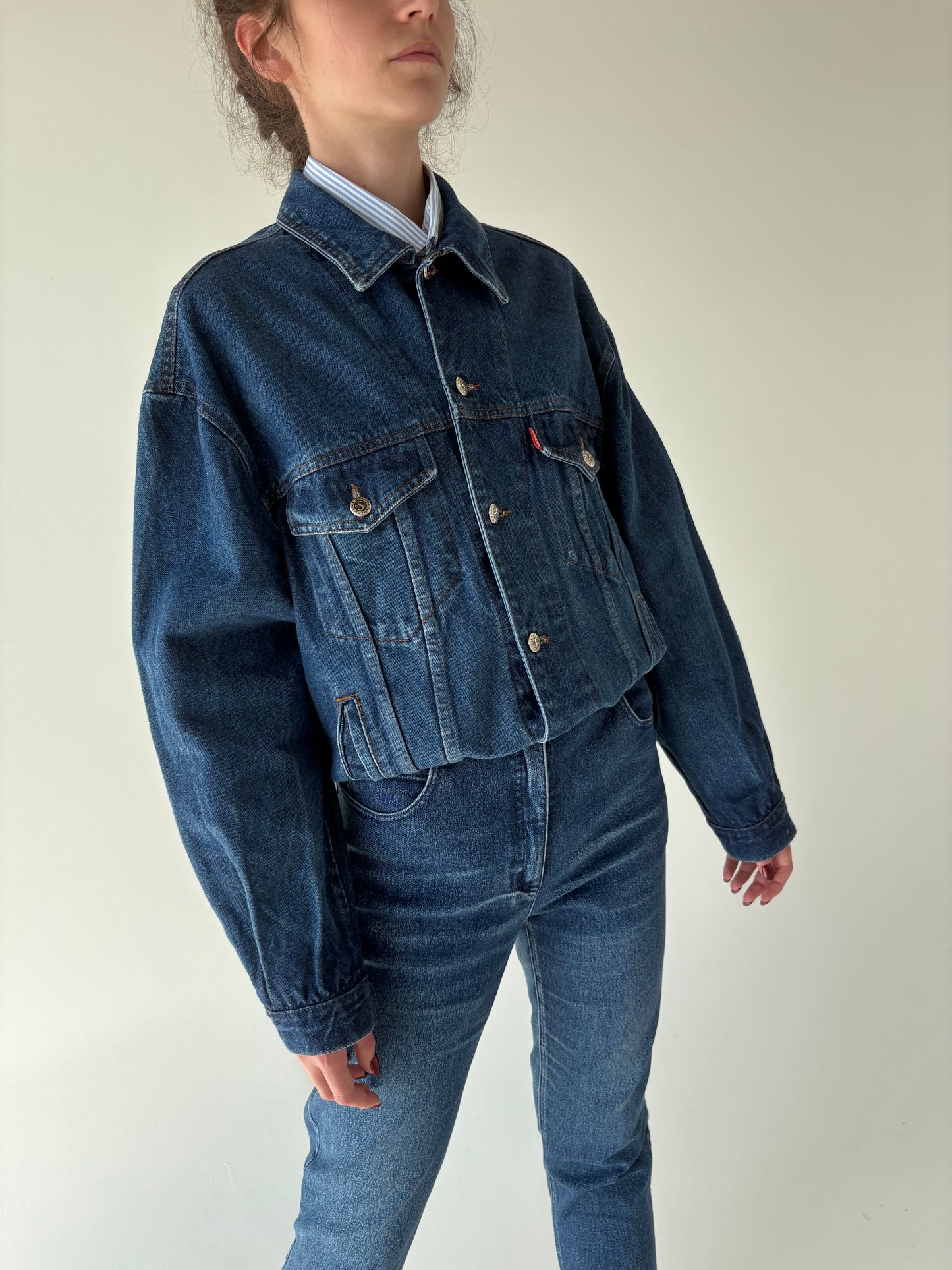 Geaca italiana old vintgae din jeans ‘trucker jacket’ anii 80