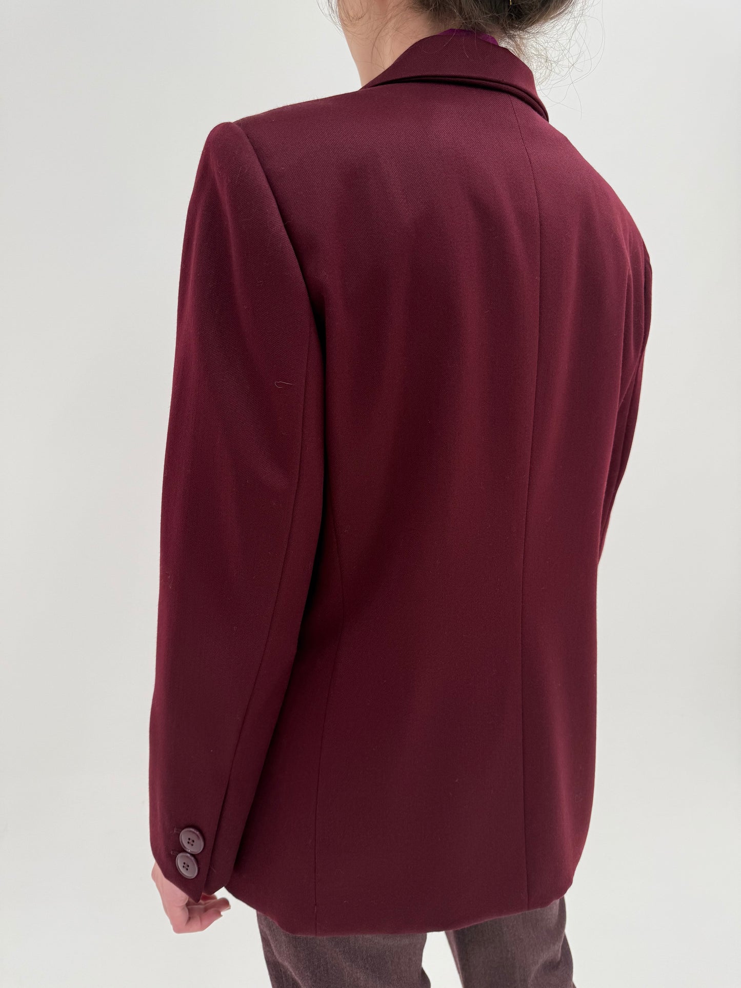 Sacou luxury Gianfranco Ferre burgundy din lana extrafina de la zi la seară