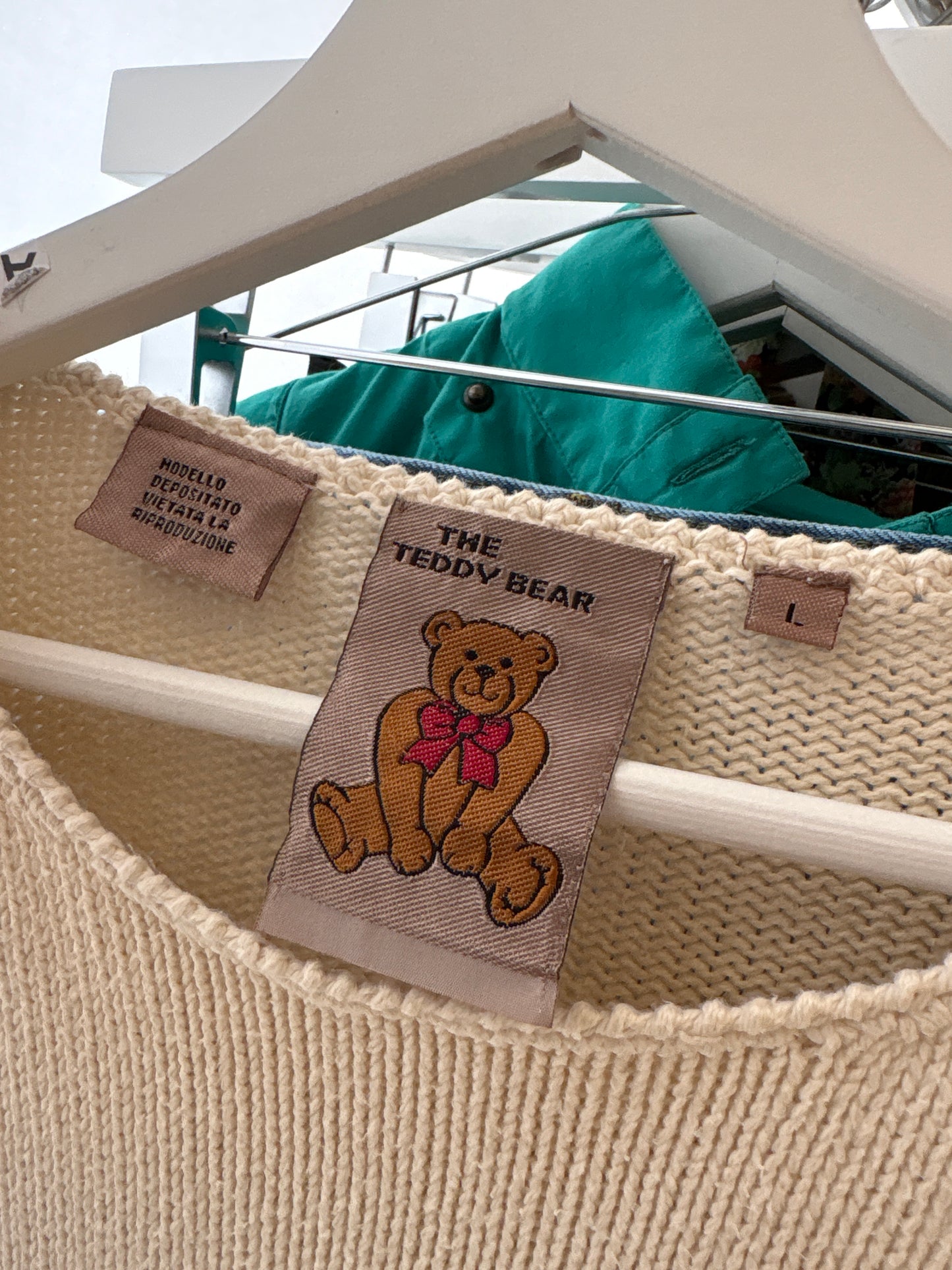 Soft knit ivoire cu ursuleți și aplicații din bumbac